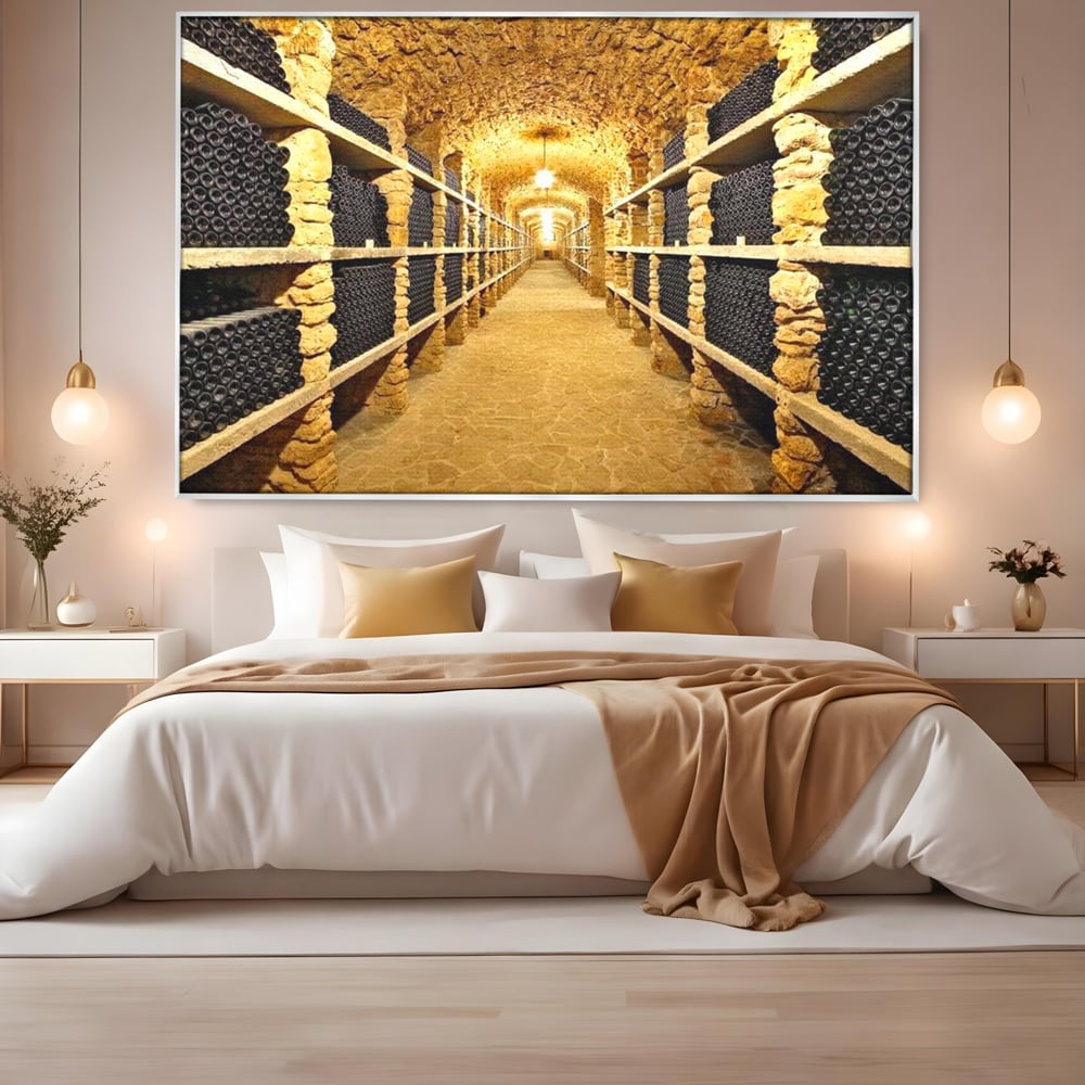 Leinwand Premium Canvas Wall Art, LuxCanva® N1035, Geschmacksarchiv, Weinarchiv, Weinkeller, Wein, Flaschen, trinken, Tunnel, Keller, unterirdisch, traditionell, Verkostung, Kneipe, Bar, Restaurant, Küche