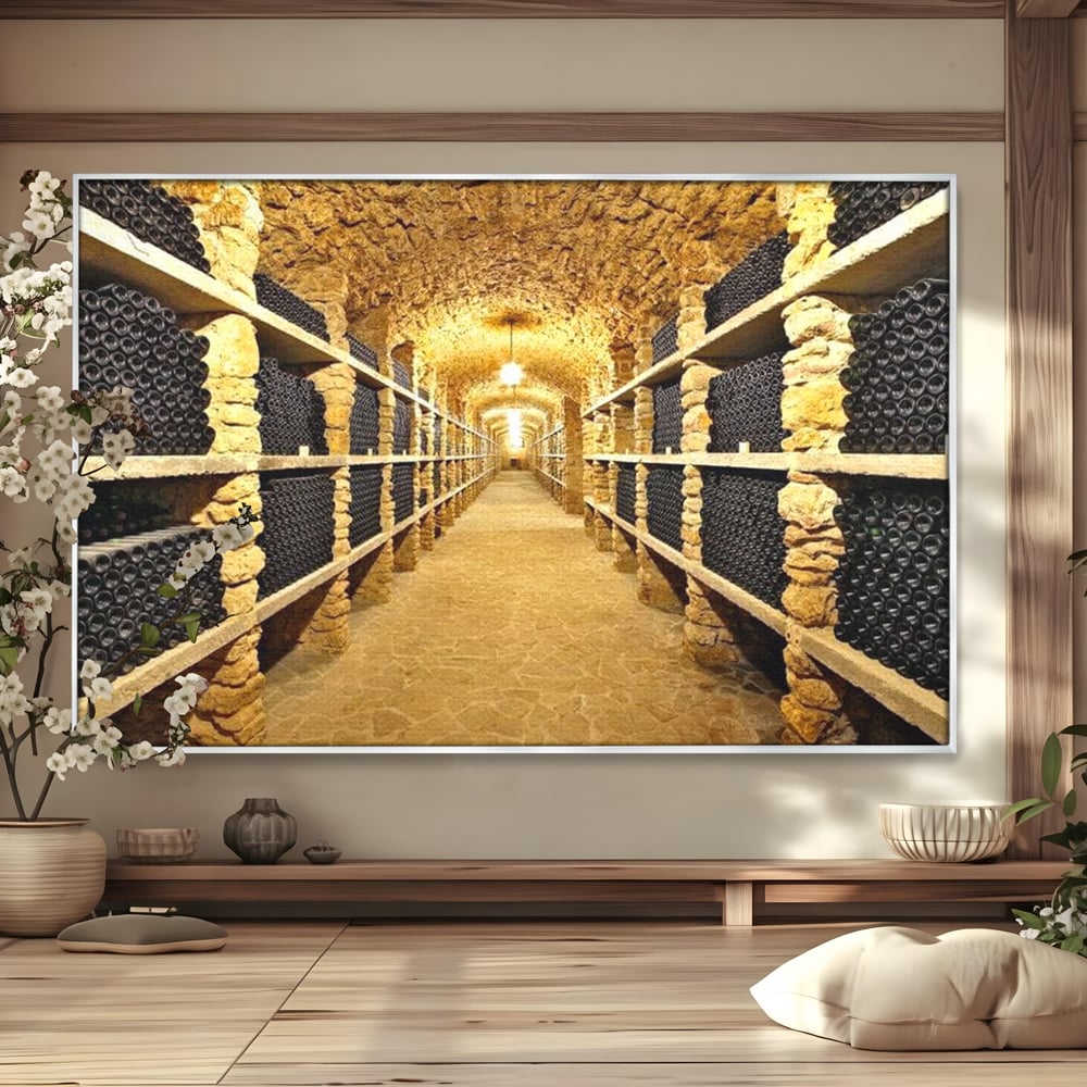 Leinwand Premium Canvas Wall Art, LuxCanva® N1035, Geschmacksarchiv, Weinarchiv, Weinkeller, Wein, Flaschen, trinken, Tunnel, Keller, unterirdisch, traditionell, Verkostung, Kneipe, Bar, Restaurant, Küche