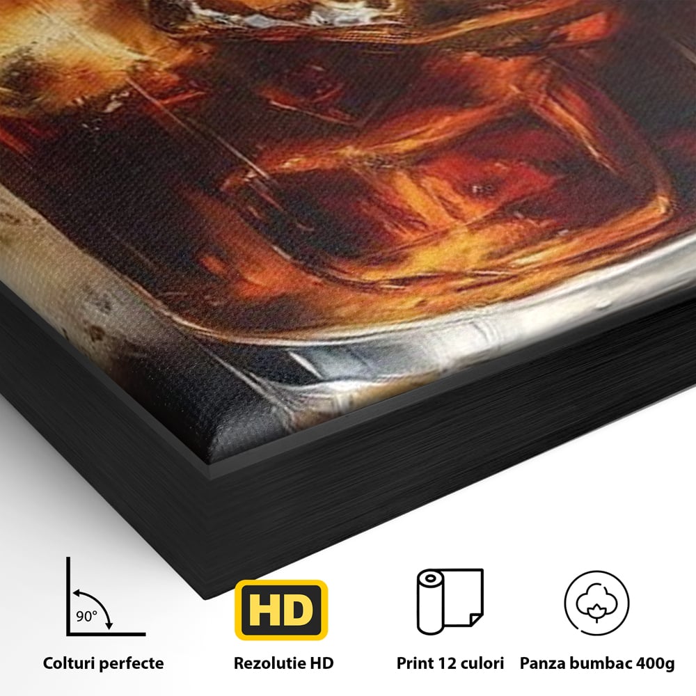 Leinwand Premium Canvas Wandkunst, LuxCanva® N1037, Nacht Glitter, Bourbon, Whisky, Cuba Libre, Cocktail, Glas, Eis, Getränk, Luxus, Abend, Kneipe, Bar, Lounge, Restaurant, Küche