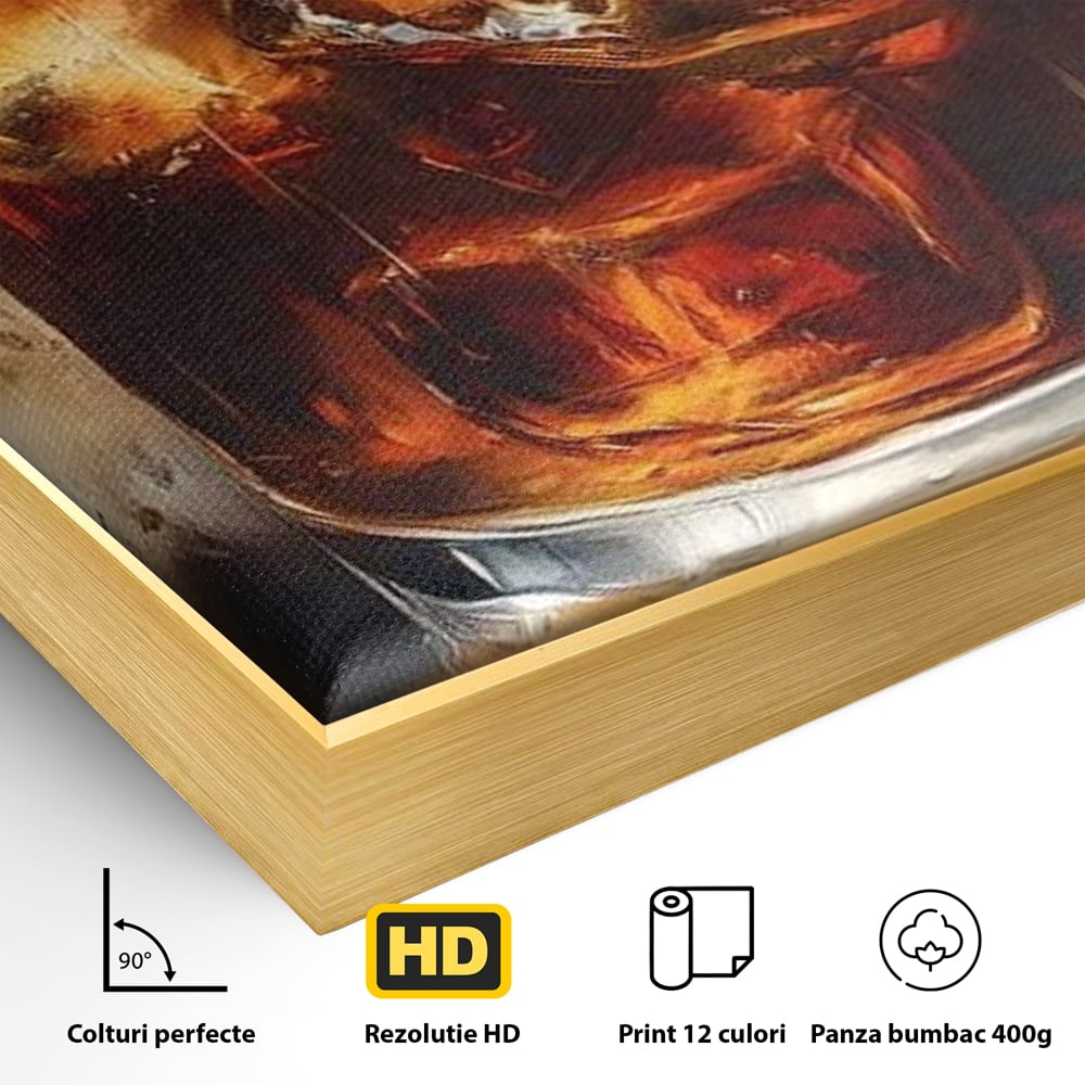 Leinwand Premium Canvas Wandkunst, LuxCanva® N1037, Nacht Glitter, Bourbon, Whisky, Cuba Libre, Cocktail, Glas, Eis, Getränk, Luxus, Abend, Kneipe, Bar, Lounge, Restaurant, Küche