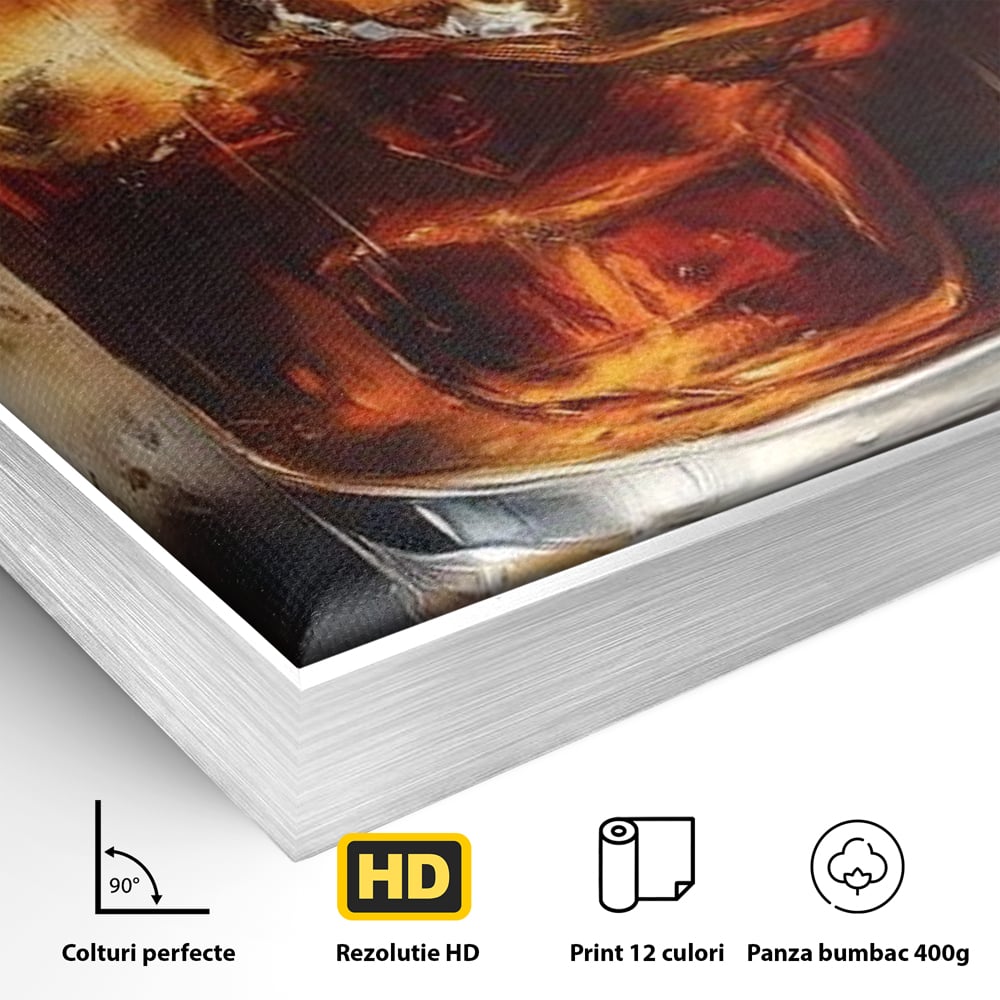 Leinwand Premium Canvas Wandkunst, LuxCanva® N1037, Nacht Glitter, Bourbon, Whisky, Cuba Libre, Cocktail, Glas, Eis, Getränk, Luxus, Abend, Kneipe, Bar, Lounge, Restaurant, Küche