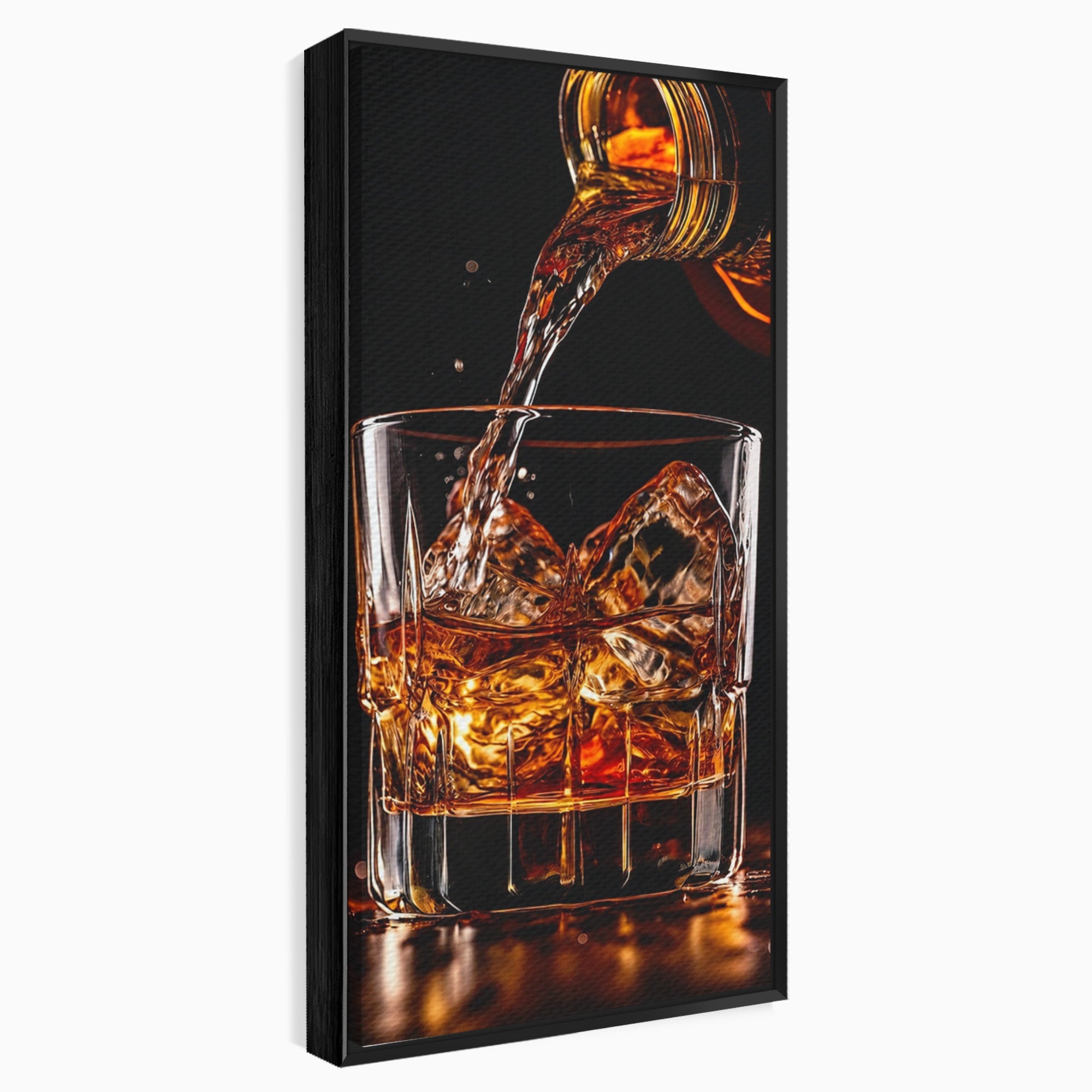 Tablou Canvas Premium LuxCanva® N1038, Cascada de Whiskey, Whisky, Pahar, Bucatarie, Eleganta, Bautura, Culori Vibrante
