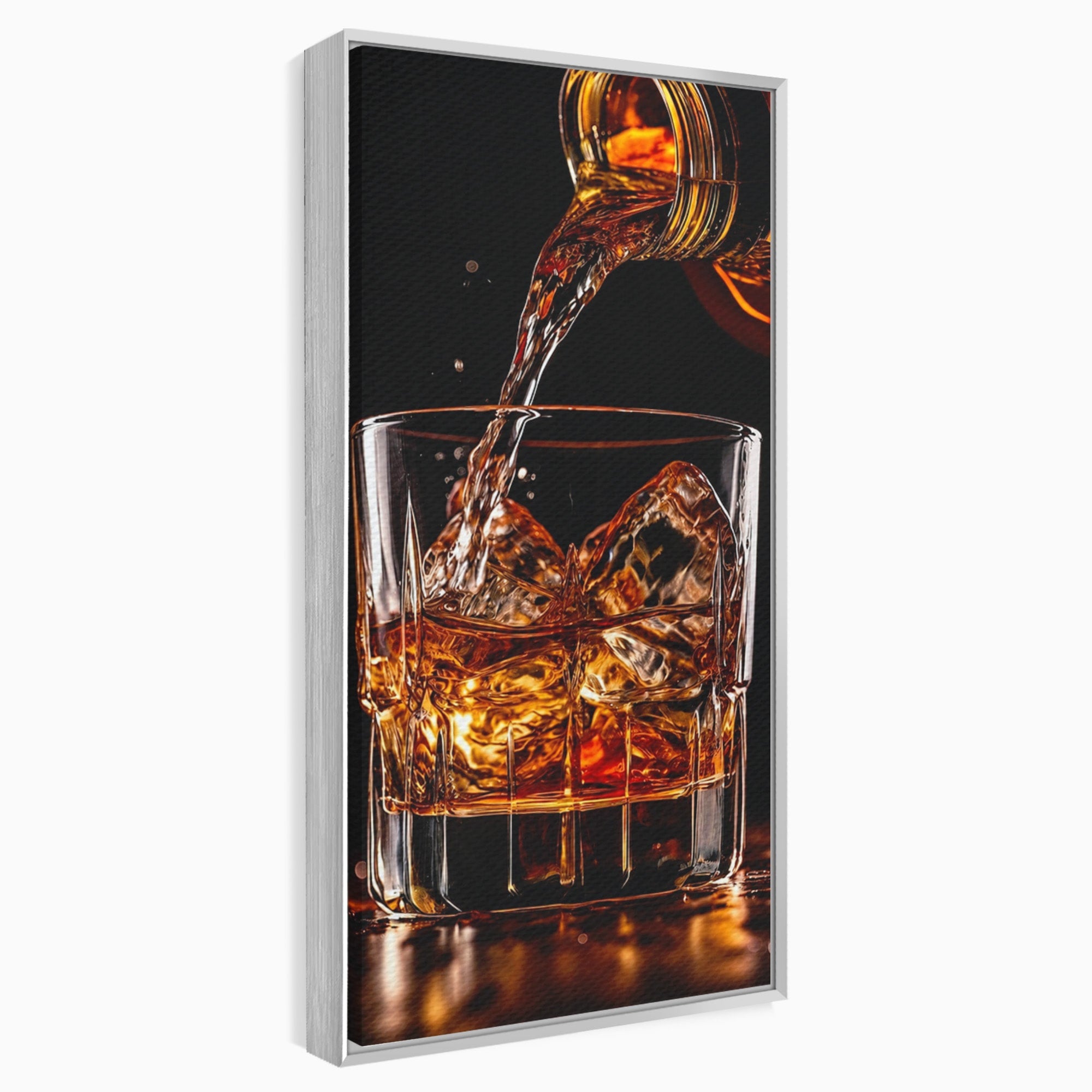 Tablou Canvas Premium LuxCanva® N1038, Cascada de Whiskey, Whisky, Pahar, Bucatarie, Eleganta, Bautura, Culori Vibrante