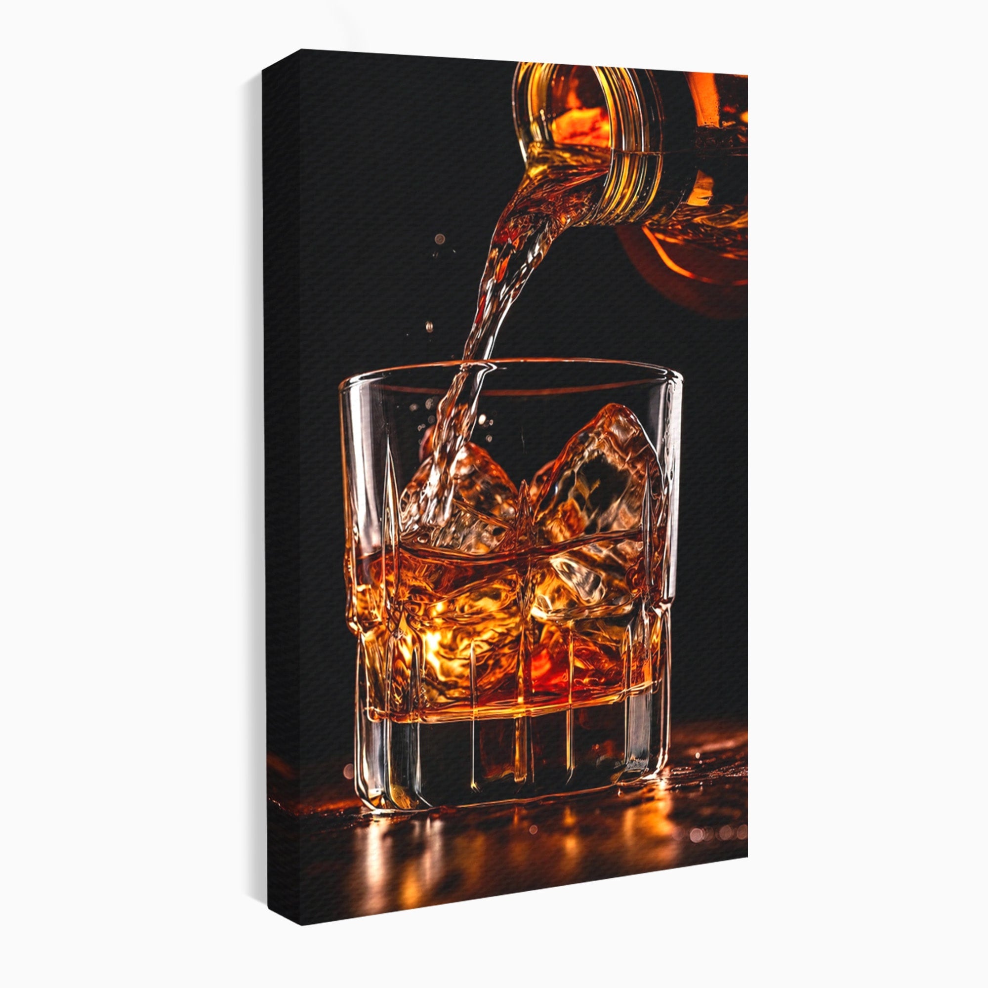 Tablou Canvas Premium LuxCanva® N1038, Cascada de Whiskey, Whisky, Pahar, Bucatarie, Eleganta, Bautura, Culori Vibrante