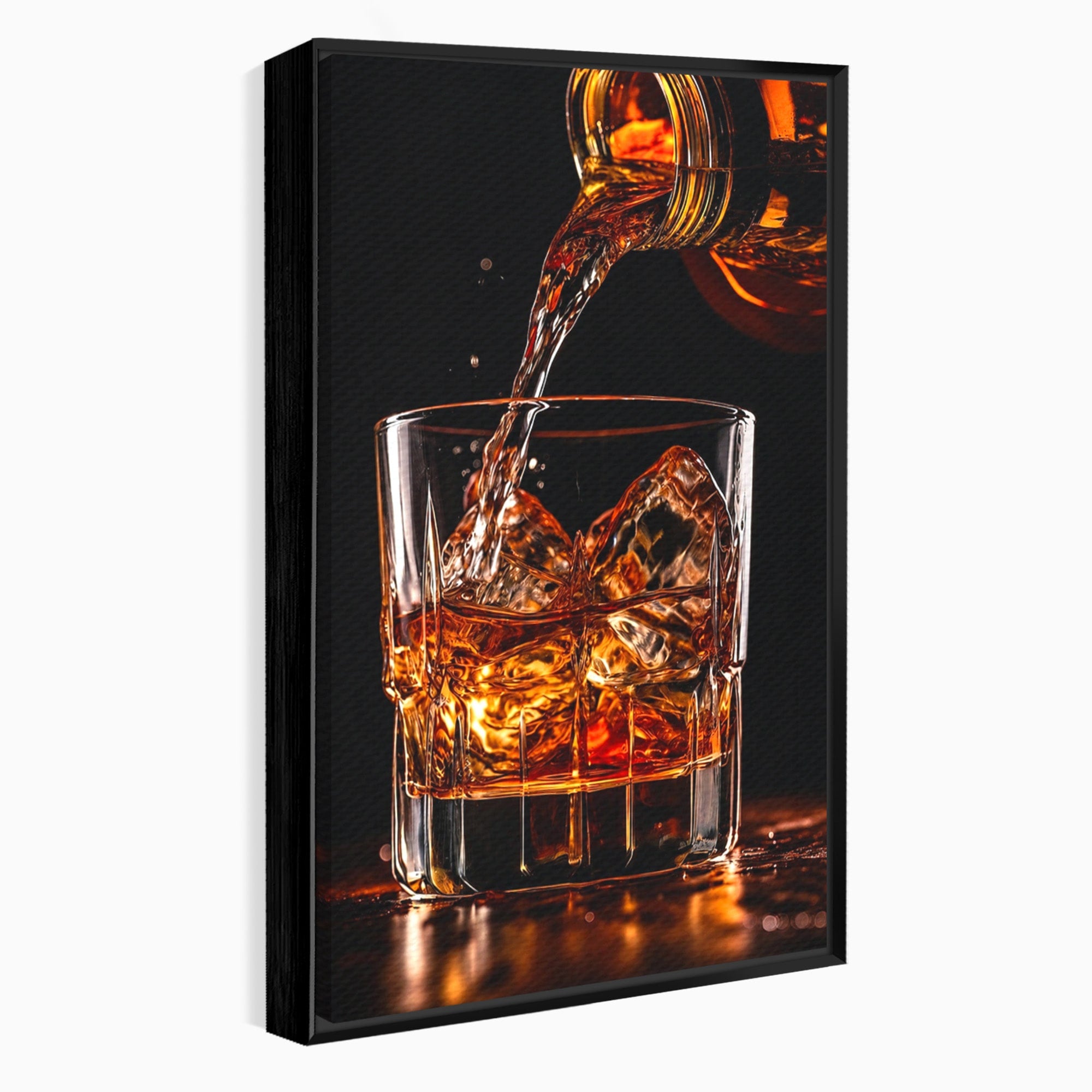 Tablou Canvas Premium LuxCanva® N1038, Cascada de Whiskey, Whisky, Pahar, Bucatarie, Eleganta, Bautura, Culori Vibrante