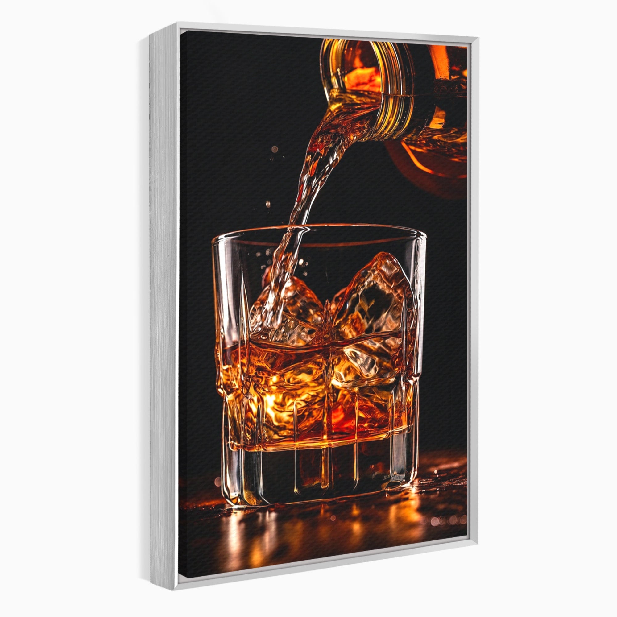 Tablou Canvas Premium LuxCanva® N1038, Cascada de Whiskey, Whisky, Pahar, Bucatarie, Eleganta, Bautura, Culori Vibrante