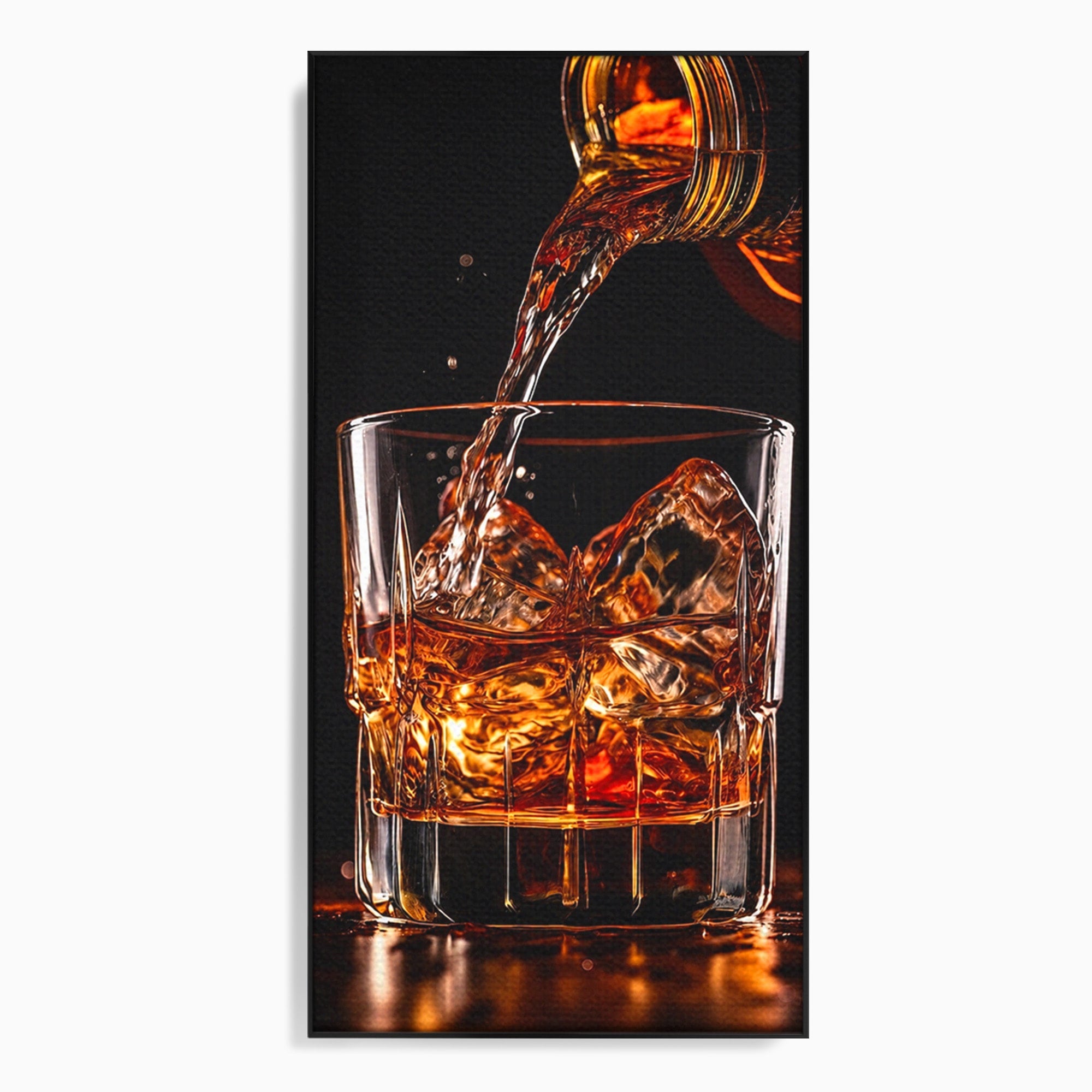 Tablou Canvas Premium LuxCanva® N1038, Cascada de Whiskey, Whisky, Pahar, Bucatarie, Eleganta, Bautura, Culori Vibrante