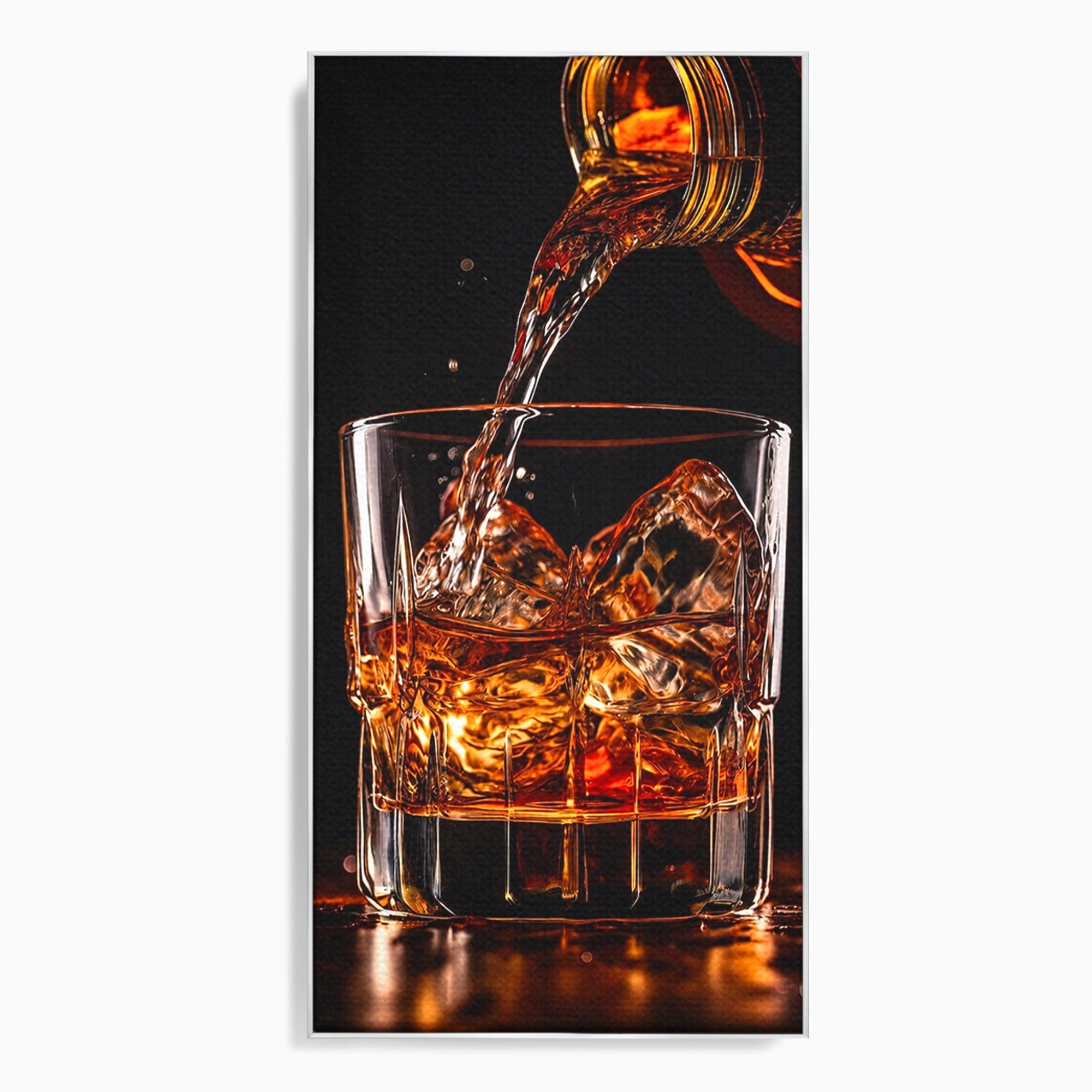 Tablou Canvas Premium LuxCanva® N1038, Cascada de Whiskey, Whisky, Pahar, Bucatarie, Eleganta, Bautura, Culori Vibrante