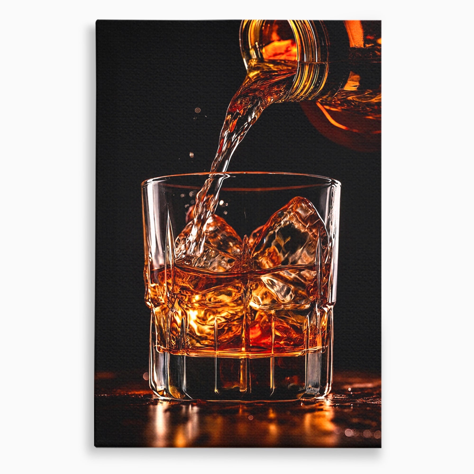 Tablou Canvas Premium LuxCanva® N1038, Cascada de Whiskey, Whisky, Pahar, Bucatarie, Eleganta, Bautura, Culori Vibrante