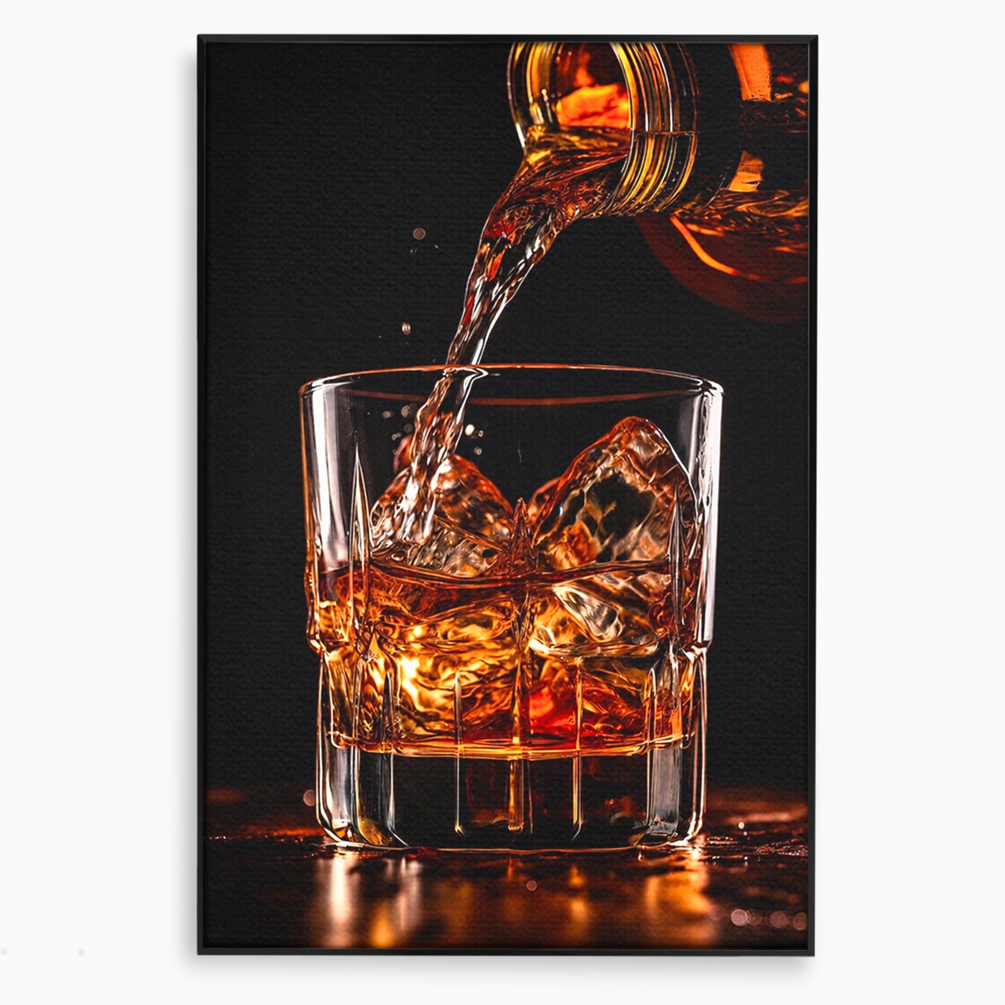Tablou Canvas Premium LuxCanva® N1038, Cascada de Whiskey, Whisky, Pahar, Bucatarie, Eleganta, Bautura, Culori Vibrante