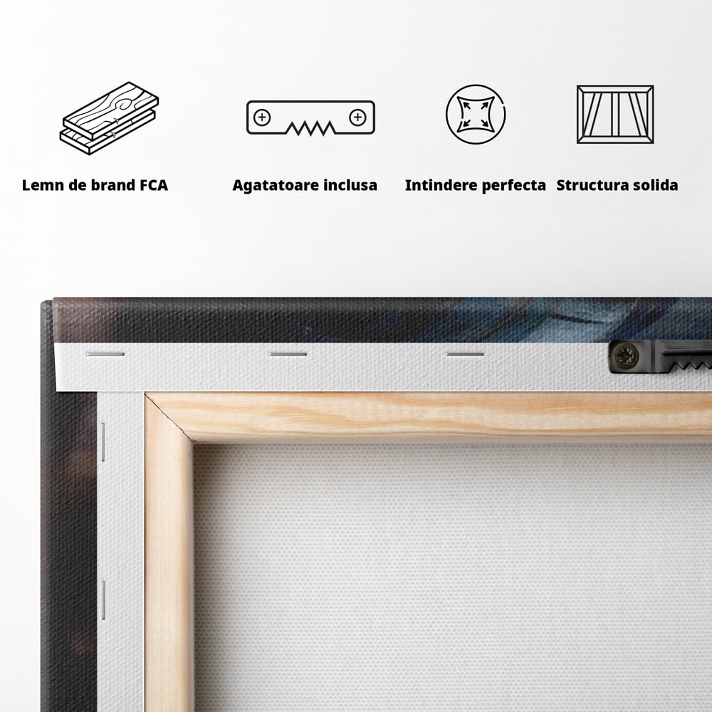 Tablou Canvas Premium, LuxCanva® N1039, Imbatranit cu Stil, Butoi, Lemn, Pahar, Gheata, Whisky, Stejar, Bautura, Traditie, Tarie, Pub, Bar, Lounge, Restaurant, Bucatarie