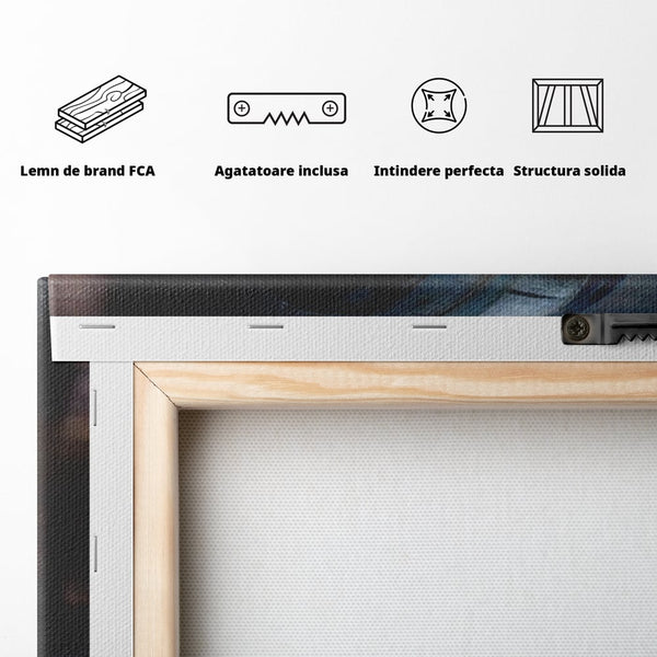 Tablou Canvas Premium, LuxCanva® N1039, Imbatranit cu Stil, Butoi, Lemn, Pahar, Gheata, Whisky, Stejar, Bautura, Traditie, Tarie, Pub, Bar, Lounge, Restaurant, Bucatarie