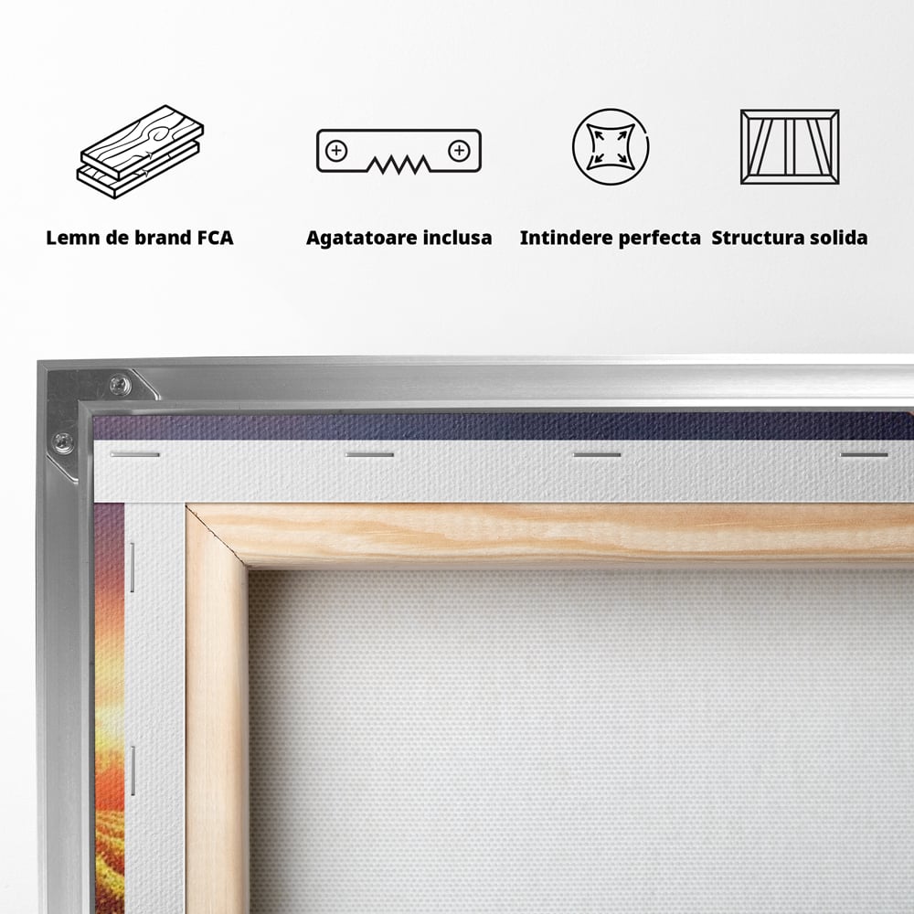 Tablou Canvas Premium, LuxCanva® N1040, Apus peste Podgorie, Vin Rosu, Struguri, Sticle, Podgorie, Apus de Soare, Fructe, Butoi, Natura, Traditie, Pub, Bar, Lounge, Restaurant, Bucatarie