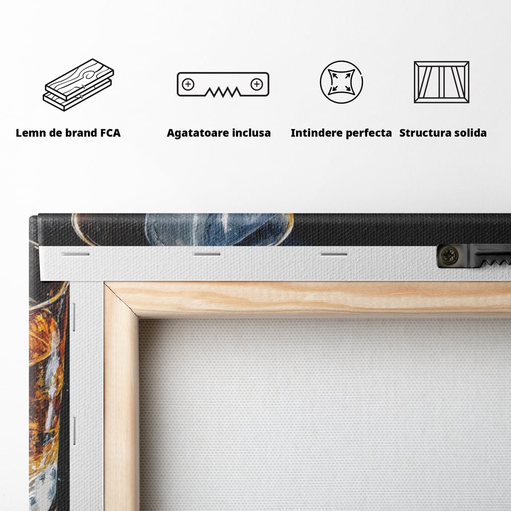 Leinwand Premium Canvas Wall Art, LuxCanva® N1041, Schuss Eleganz, Hüte, Zigarre, Whisky, Glas, Barmann, Gentleman, Marmor, Getränk, Luxus, Pub, Bar, Lounge, Restaurant, Küche