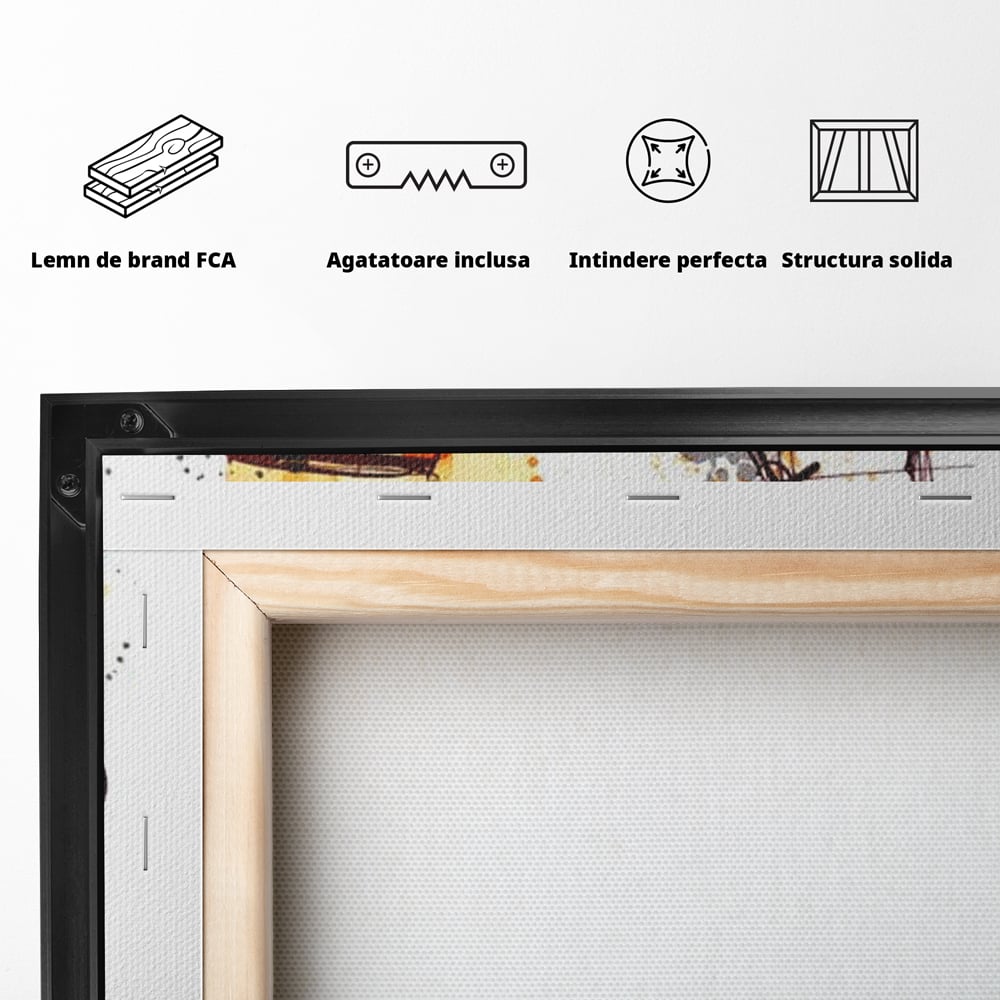 Tablou Canvas Premium, LuxCanva® N1042, Petrecere in Acuarela, Vin, Pahar, Sticla, Pictura, Modern, Boem, Animat, Arta Abstracta, Pub, Lounge, Bar, Restaurant, Bucatarie