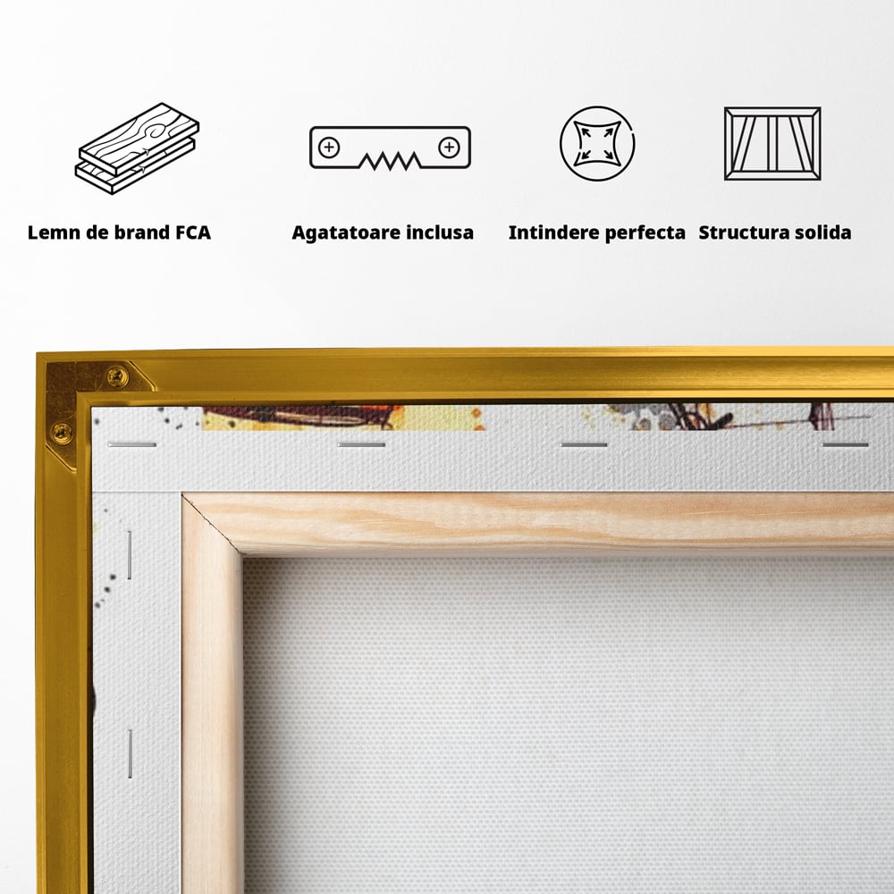 Tablou Canvas Premium, LuxCanva® N1042, Petrecere in Acuarela, Vin, Pahar, Sticla, Pictura, Modern, Boem, Animat, Arta Abstracta, Pub, Lounge, Bar, Restaurant, Bucatarie