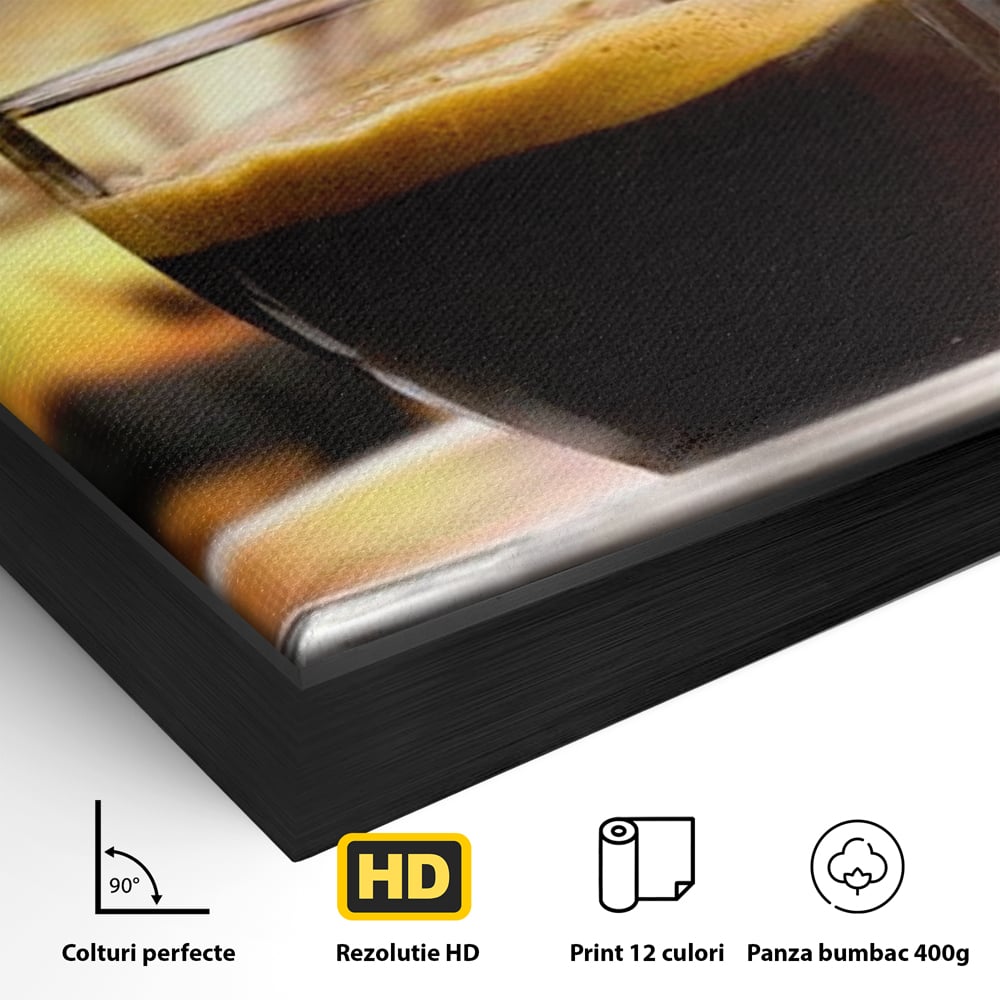 Leinwand Premium Canvas Wall Art, LuxCanva® N1045, Intensiver Moment, Kaffee, Espresso, Tasse, Dampf, Aroma, Aroma, heiß, Barista, Morgen, Café, Kneipe, Lounge, Bar, Restaurant, Küche