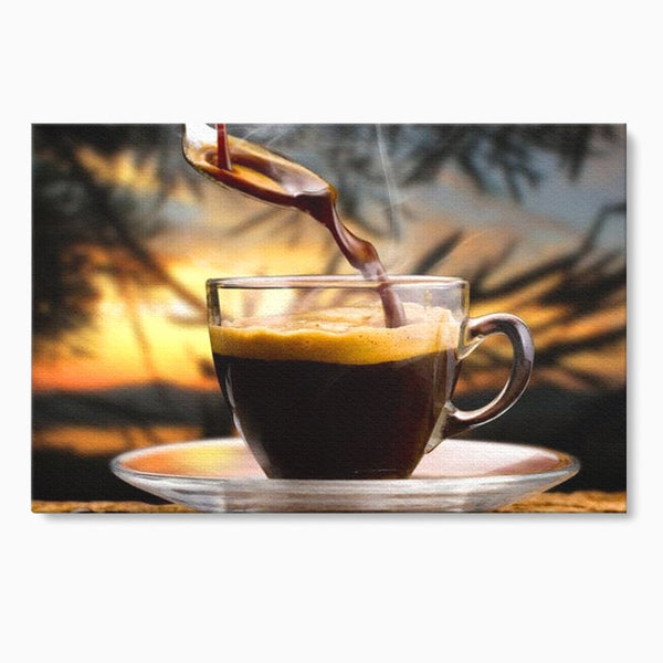 Leinwand Premium Canvas Wall Art, LuxCanva® N1045, Intensiver Moment, Kaffee, Espresso, Tasse, Dampf, Aroma, Aroma, heiß, Barista, Morgen, Café, Kneipe, Lounge, Bar, Restaurant, Küche