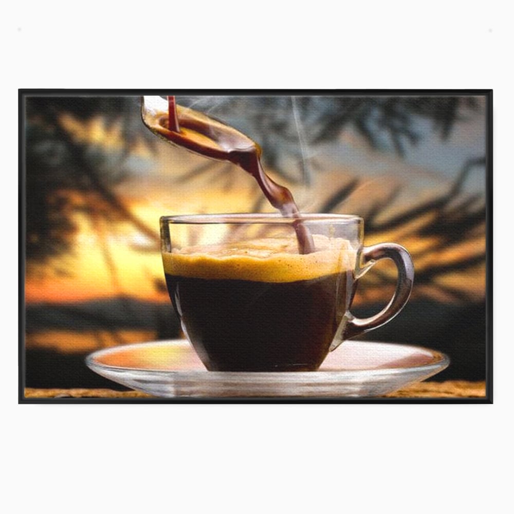 Leinwand Premium Canvas Wall Art, LuxCanva® N1045, Intensiver Moment, Kaffee, Espresso, Tasse, Dampf, Aroma, Aroma, heiß, Barista, Morgen, Café, Kneipe, Lounge, Bar, Restaurant, Küche
