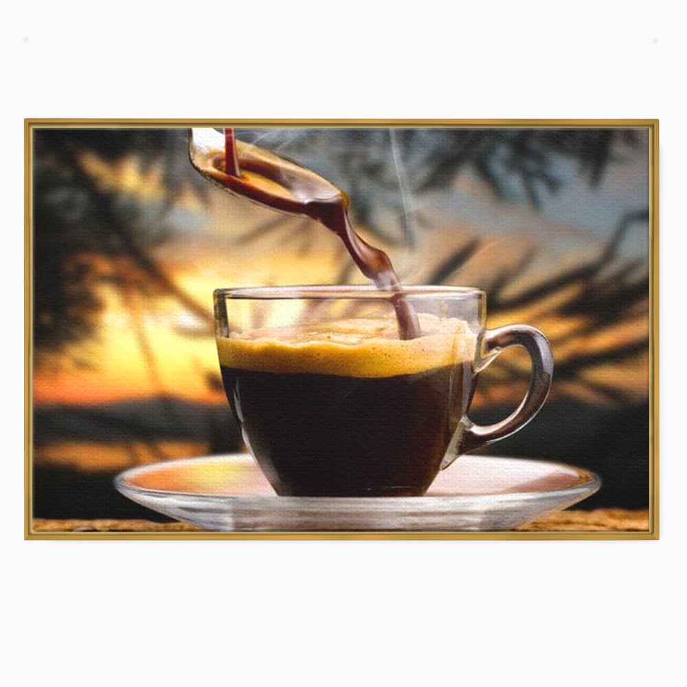 Leinwand Premium Canvas Wall Art, LuxCanva® N1045, Intensiver Moment, Kaffee, Espresso, Tasse, Dampf, Aroma, Aroma, heiß, Barista, Morgen, Café, Kneipe, Lounge, Bar, Restaurant, Küche