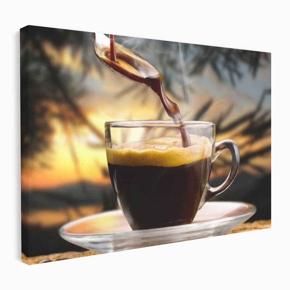 Leinwand Premium Canvas Wall Art, LuxCanva® N1045, Intensiver Moment, Kaffee, Espresso, Tasse, Dampf, Aroma, Aroma, heiß, Barista, Morgen, Café, Kneipe, Lounge, Bar, Restaurant, Küche