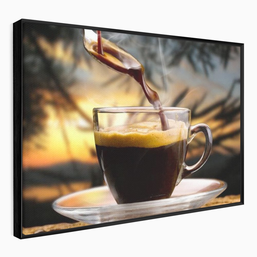 Leinwand Premium Canvas Wall Art, LuxCanva® N1045, Intensiver Moment, Kaffee, Espresso, Tasse, Dampf, Aroma, Aroma, heiß, Barista, Morgen, Café, Kneipe, Lounge, Bar, Restaurant, Küche