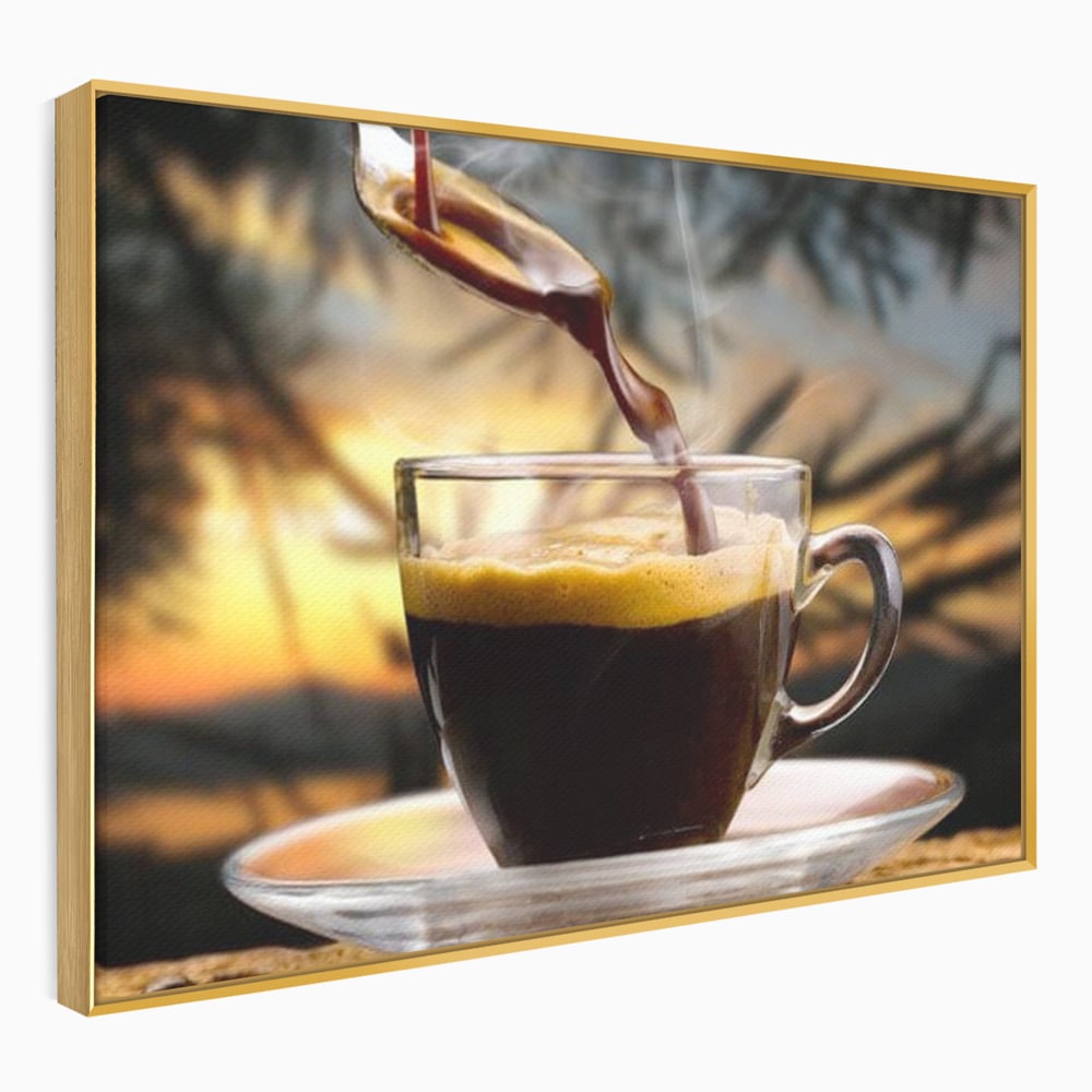 Leinwand Premium Canvas Wall Art, LuxCanva® N1045, Intensiver Moment, Kaffee, Espresso, Tasse, Dampf, Aroma, Aroma, heiß, Barista, Morgen, Café, Kneipe, Lounge, Bar, Restaurant, Küche