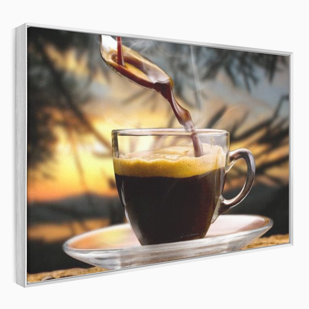 Leinwand Premium Canvas Wall Art, LuxCanva® N1045, Intensiver Moment, Kaffee, Espresso, Tasse, Dampf, Aroma, Aroma, heiß, Barista, Morgen, Café, Kneipe, Lounge, Bar, Restaurant, Küche
