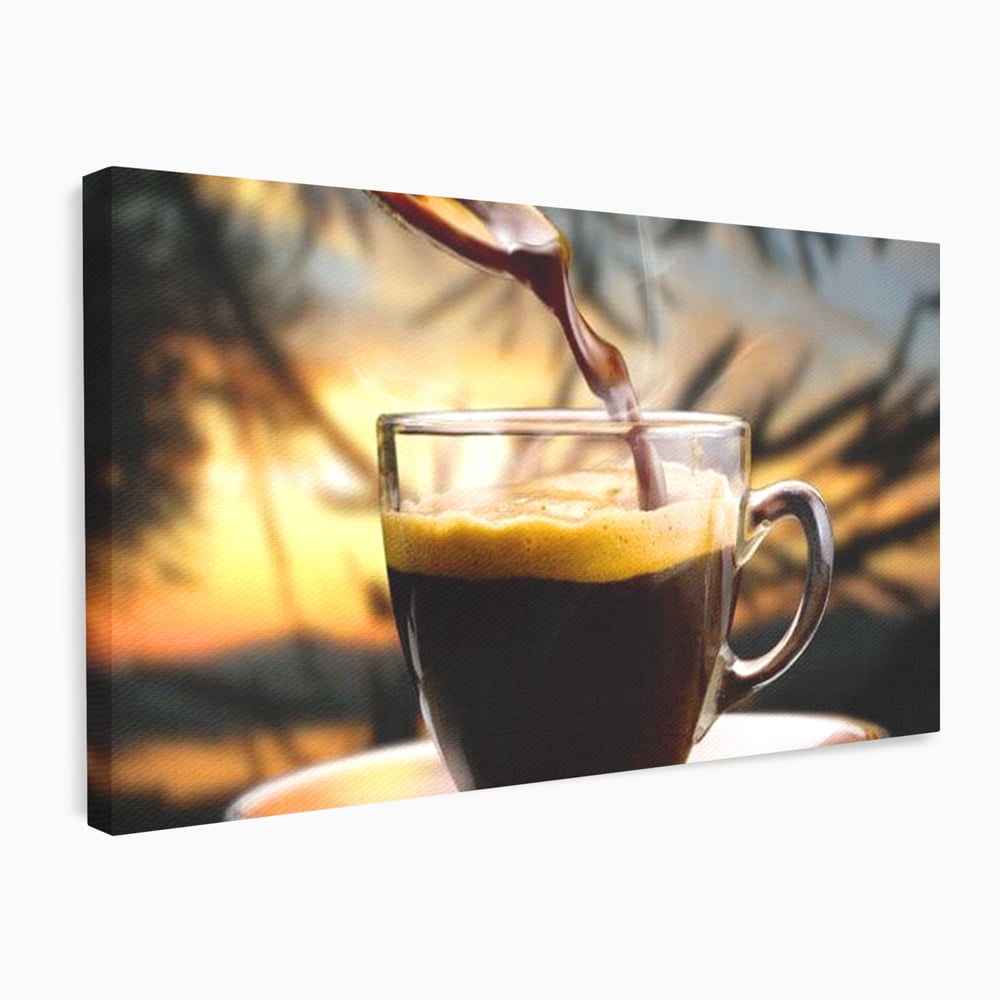 Leinwand Premium Canvas Wall Art, LuxCanva® N1045, Intensiver Moment, Kaffee, Espresso, Tasse, Dampf, Aroma, Aroma, heiß, Barista, Morgen, Café, Kneipe, Lounge, Bar, Restaurant, Küche