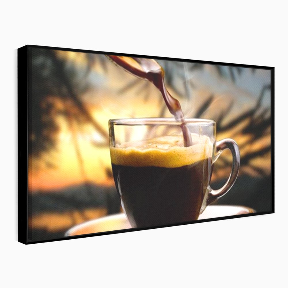Leinwand Premium Canvas Wall Art, LuxCanva® N1045, Intensiver Moment, Kaffee, Espresso, Tasse, Dampf, Aroma, Aroma, heiß, Barista, Morgen, Café, Kneipe, Lounge, Bar, Restaurant, Küche
