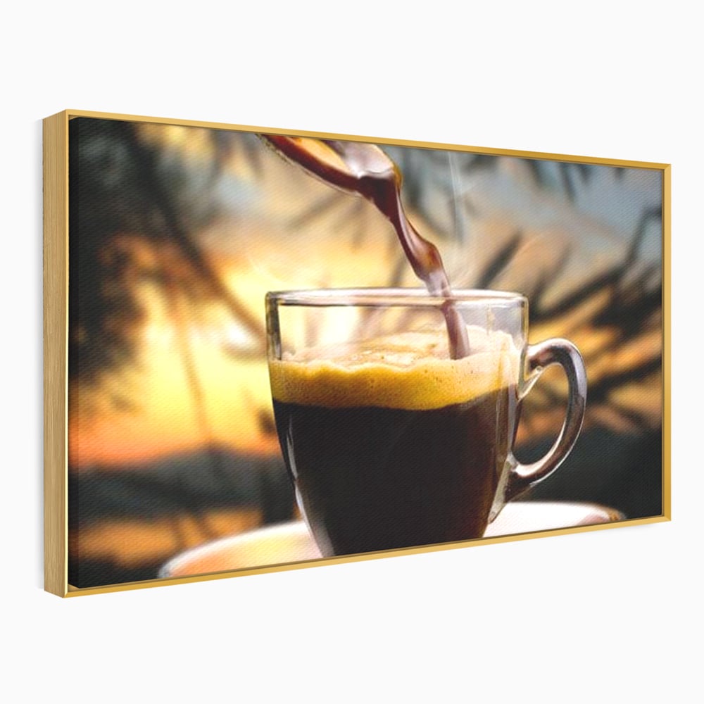Leinwand Premium Canvas Wall Art, LuxCanva® N1045, Intensiver Moment, Kaffee, Espresso, Tasse, Dampf, Aroma, Aroma, heiß, Barista, Morgen, Café, Kneipe, Lounge, Bar, Restaurant, Küche