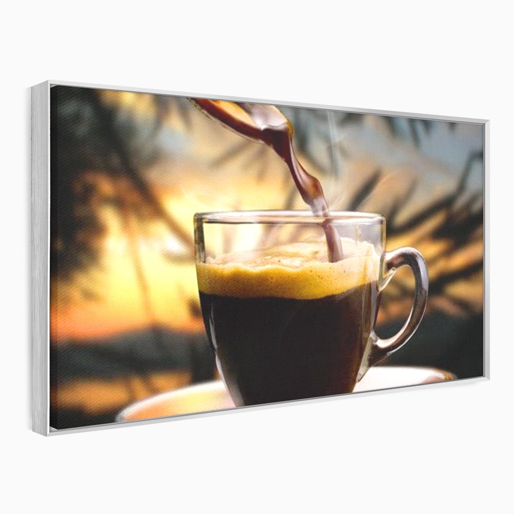 Leinwand Premium Canvas Wall Art, LuxCanva® N1045, Intensiver Moment, Kaffee, Espresso, Tasse, Dampf, Aroma, Aroma, heiß, Barista, Morgen, Café, Kneipe, Lounge, Bar, Restaurant, Küche