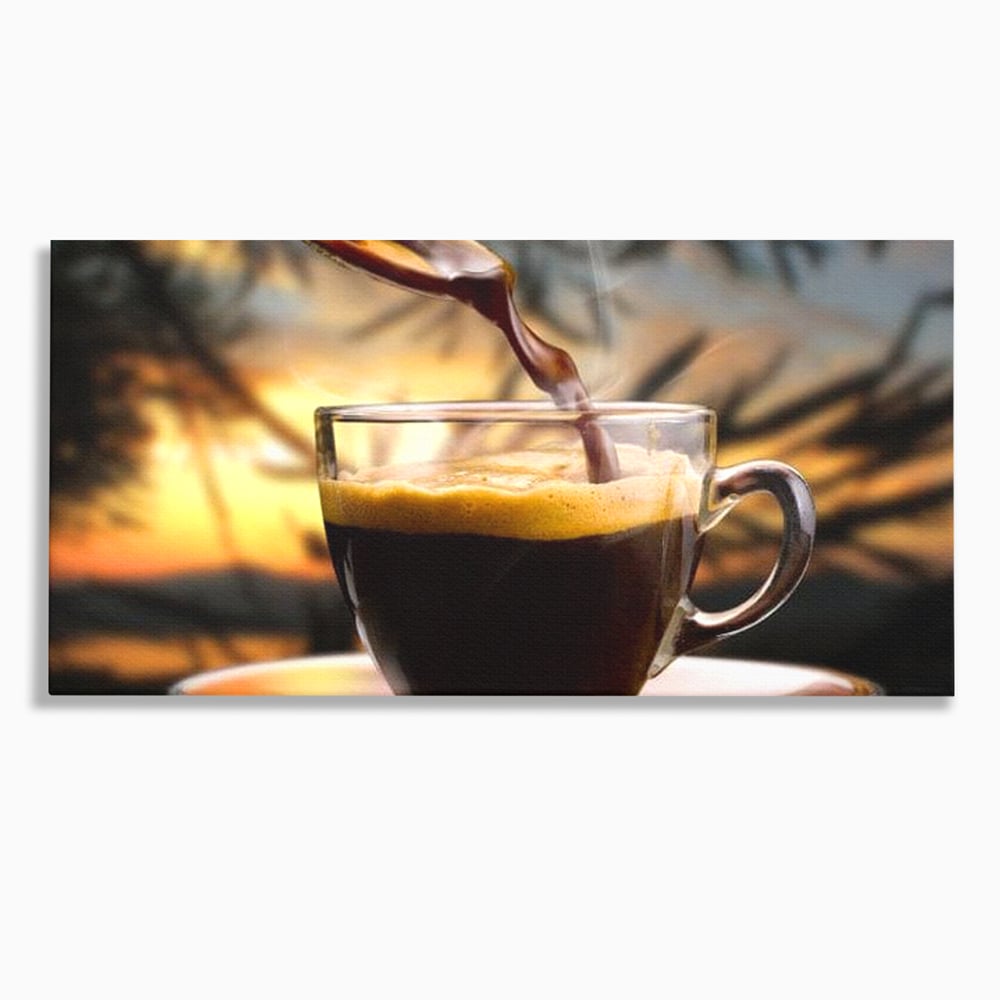 Leinwand Premium Canvas Wall Art, LuxCanva® N1045, Intensiver Moment, Kaffee, Espresso, Tasse, Dampf, Aroma, Aroma, heiß, Barista, Morgen, Café, Kneipe, Lounge, Bar, Restaurant, Küche