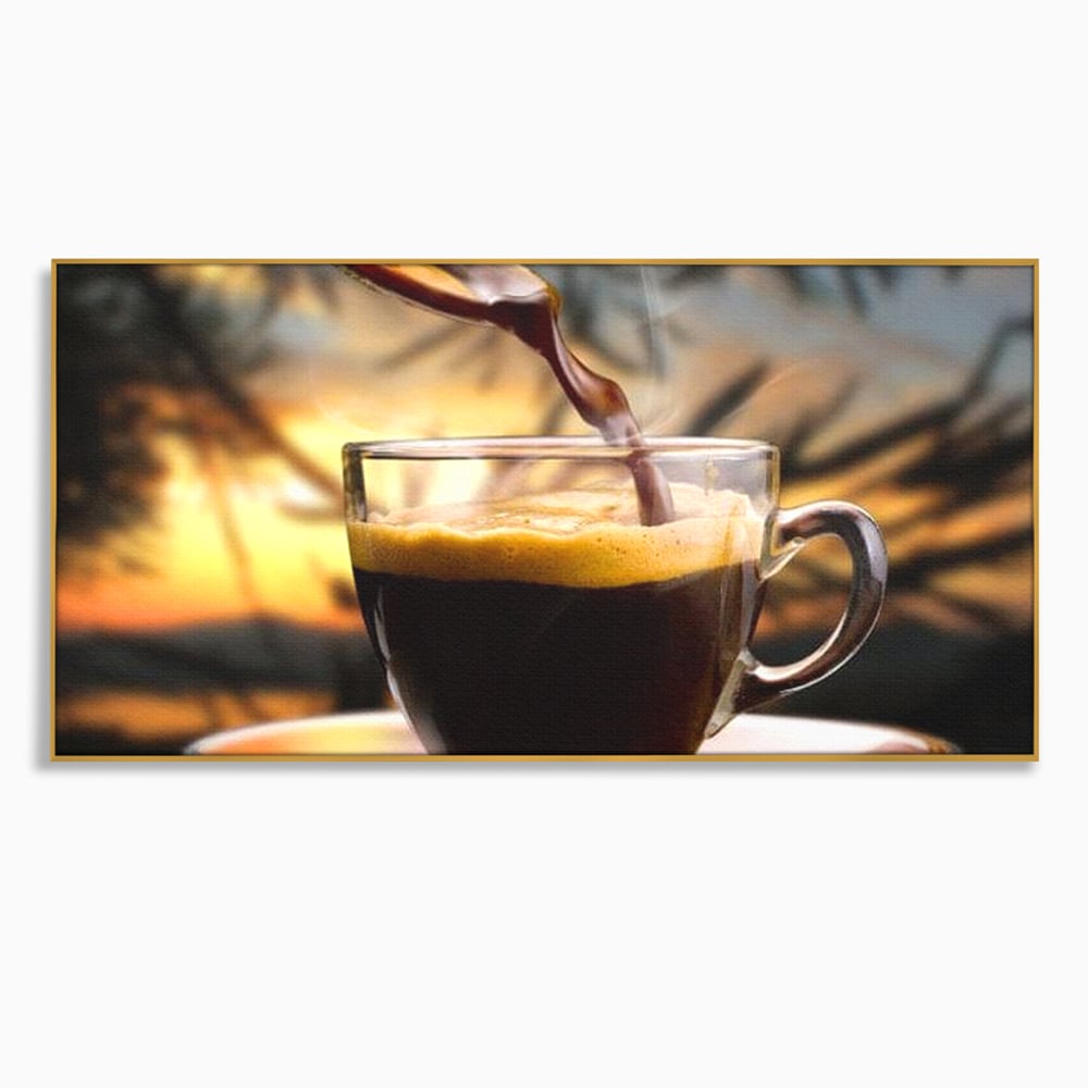 Leinwand Premium Canvas Wall Art, LuxCanva® N1045, Intensiver Moment, Kaffee, Espresso, Tasse, Dampf, Aroma, Aroma, heiß, Barista, Morgen, Café, Kneipe, Lounge, Bar, Restaurant, Küche
