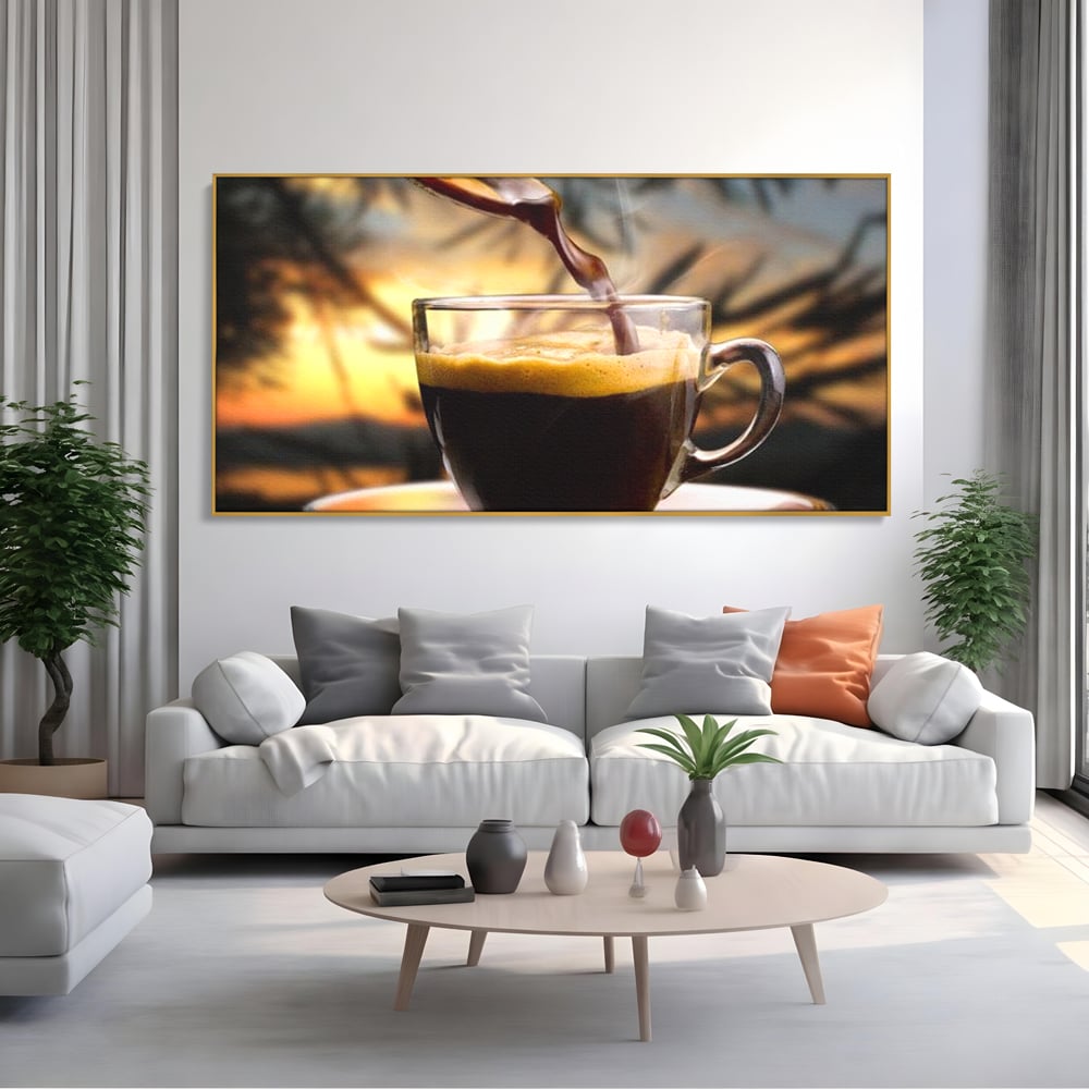 Leinwand Premium Canvas Wall Art, LuxCanva® N1045, Intensiver Moment, Kaffee, Espresso, Tasse, Dampf, Aroma, Aroma, heiß, Barista, Morgen, Café, Kneipe, Lounge, Bar, Restaurant, Küche