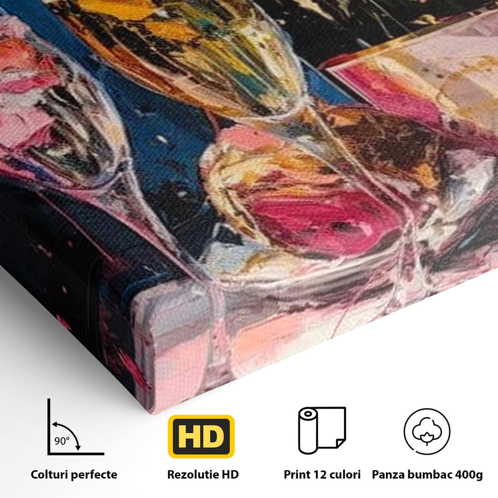 Leinwand Premium Canvas Wall Art, LuxCanva® N1046, Festlicher Moment, Champagner, Getränk, Glas, Gläser, Luxus, Eleganz, Party, Toast, Anlass, Kneipe, Lounge, Bar, Restaurant, Küche
