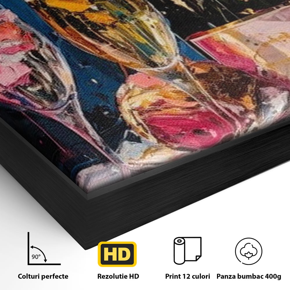 Leinwand Premium Canvas Wall Art, LuxCanva® N1046, Festlicher Moment, Champagner, Getränk, Glas, Gläser, Luxus, Eleganz, Party, Toast, Anlass, Kneipe, Lounge, Bar, Restaurant, Küche