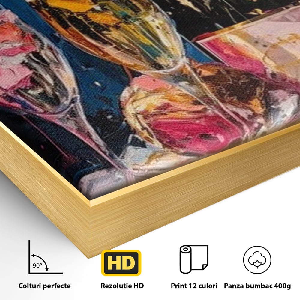 Leinwand Premium Canvas Wall Art, LuxCanva® N1046, Festlicher Moment, Champagner, Getränk, Glas, Gläser, Luxus, Eleganz, Party, Toast, Anlass, Kneipe, Lounge, Bar, Restaurant, Küche