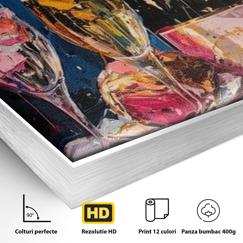 Leinwand Premium Canvas Wall Art, LuxCanva® N1046, Festlicher Moment, Champagner, Getränk, Glas, Gläser, Luxus, Eleganz, Party, Toast, Anlass, Kneipe, Lounge, Bar, Restaurant, Küche