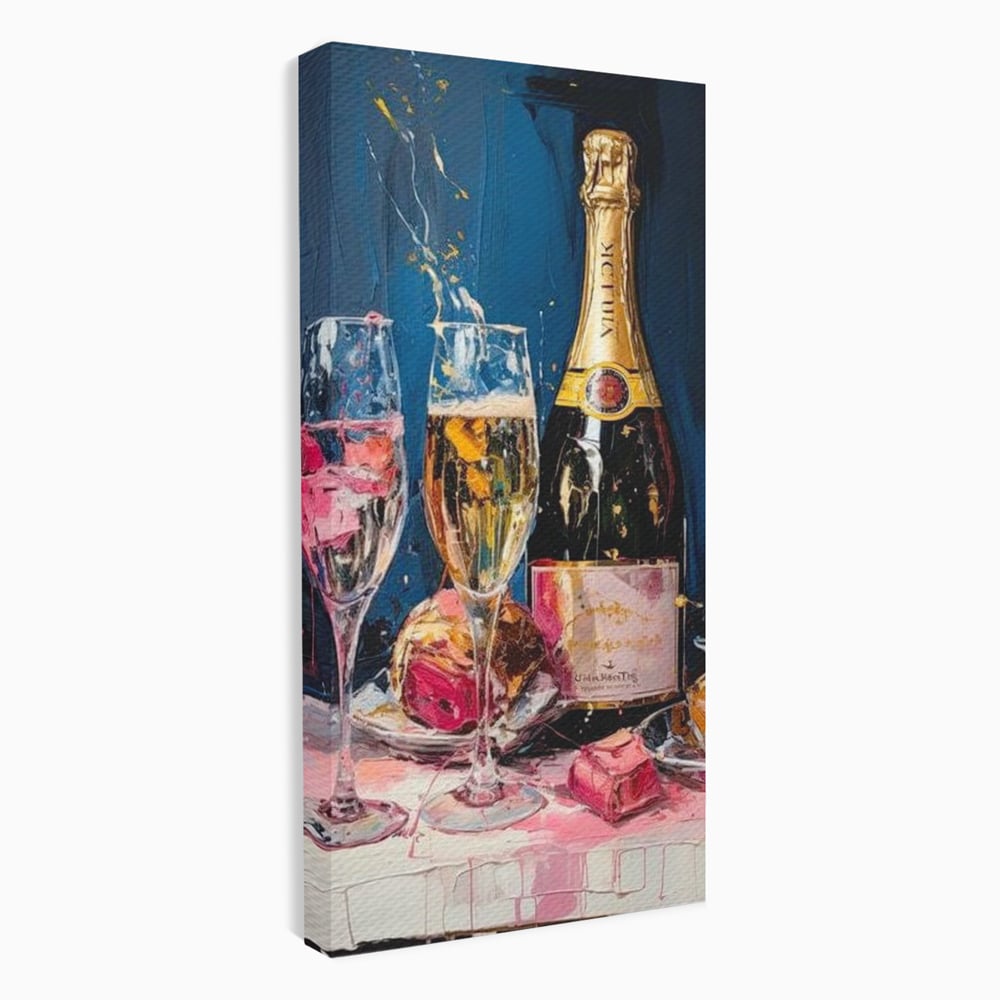 Leinwand Premium Canvas Wall Art, LuxCanva® N1046, Festlicher Moment, Champagner, Getränk, Glas, Gläser, Luxus, Eleganz, Party, Toast, Anlass, Kneipe, Lounge, Bar, Restaurant, Küche