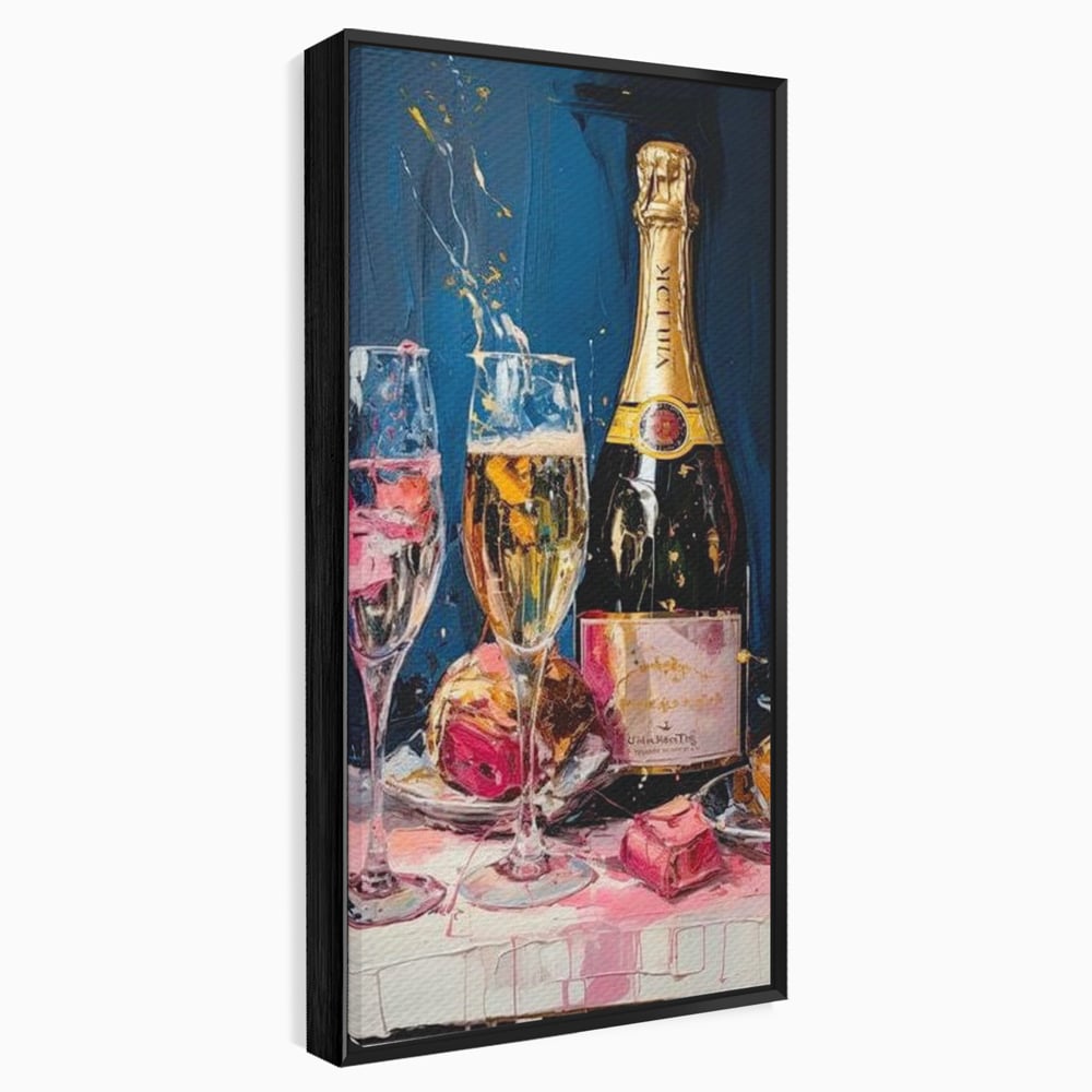 Leinwand Premium Canvas Wall Art, LuxCanva® N1046, Festlicher Moment, Champagner, Getränk, Glas, Gläser, Luxus, Eleganz, Party, Toast, Anlass, Kneipe, Lounge, Bar, Restaurant, Küche