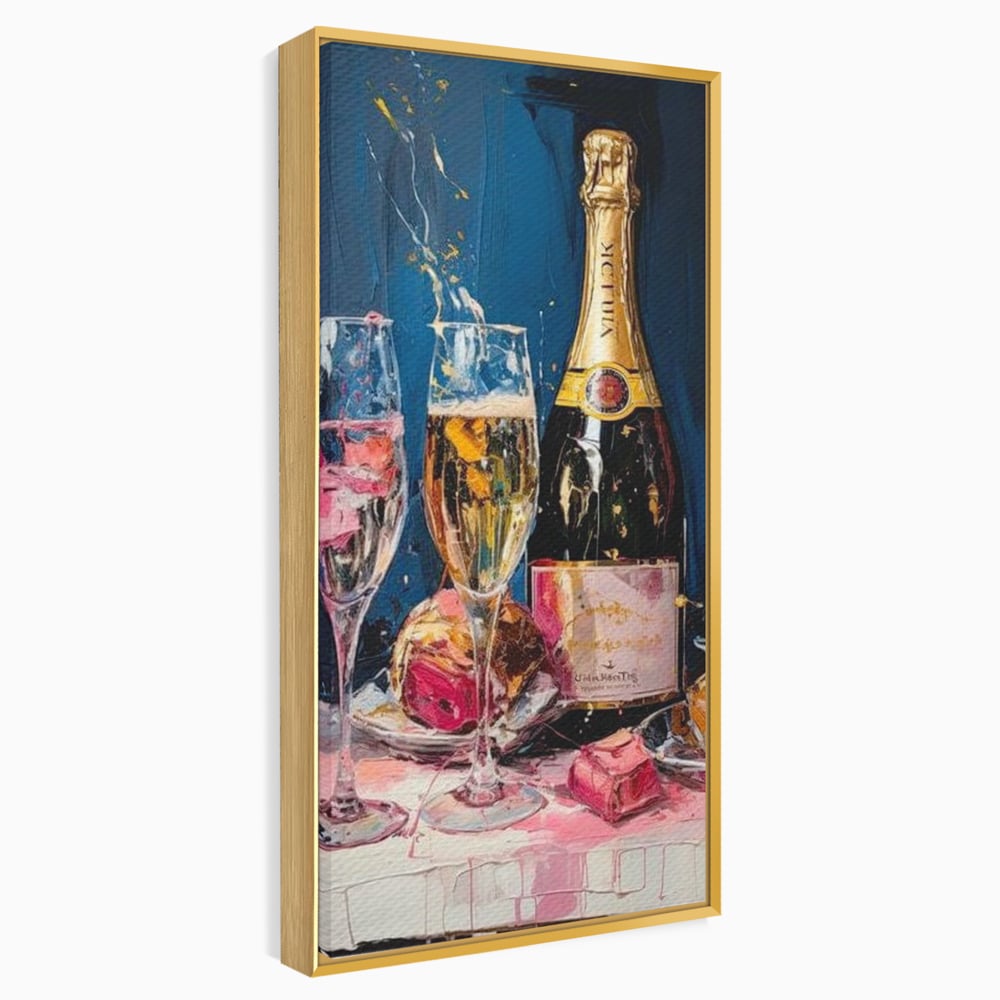 Leinwand Premium Canvas Wall Art, LuxCanva® N1046, Festlicher Moment, Champagner, Getränk, Glas, Gläser, Luxus, Eleganz, Party, Toast, Anlass, Kneipe, Lounge, Bar, Restaurant, Küche