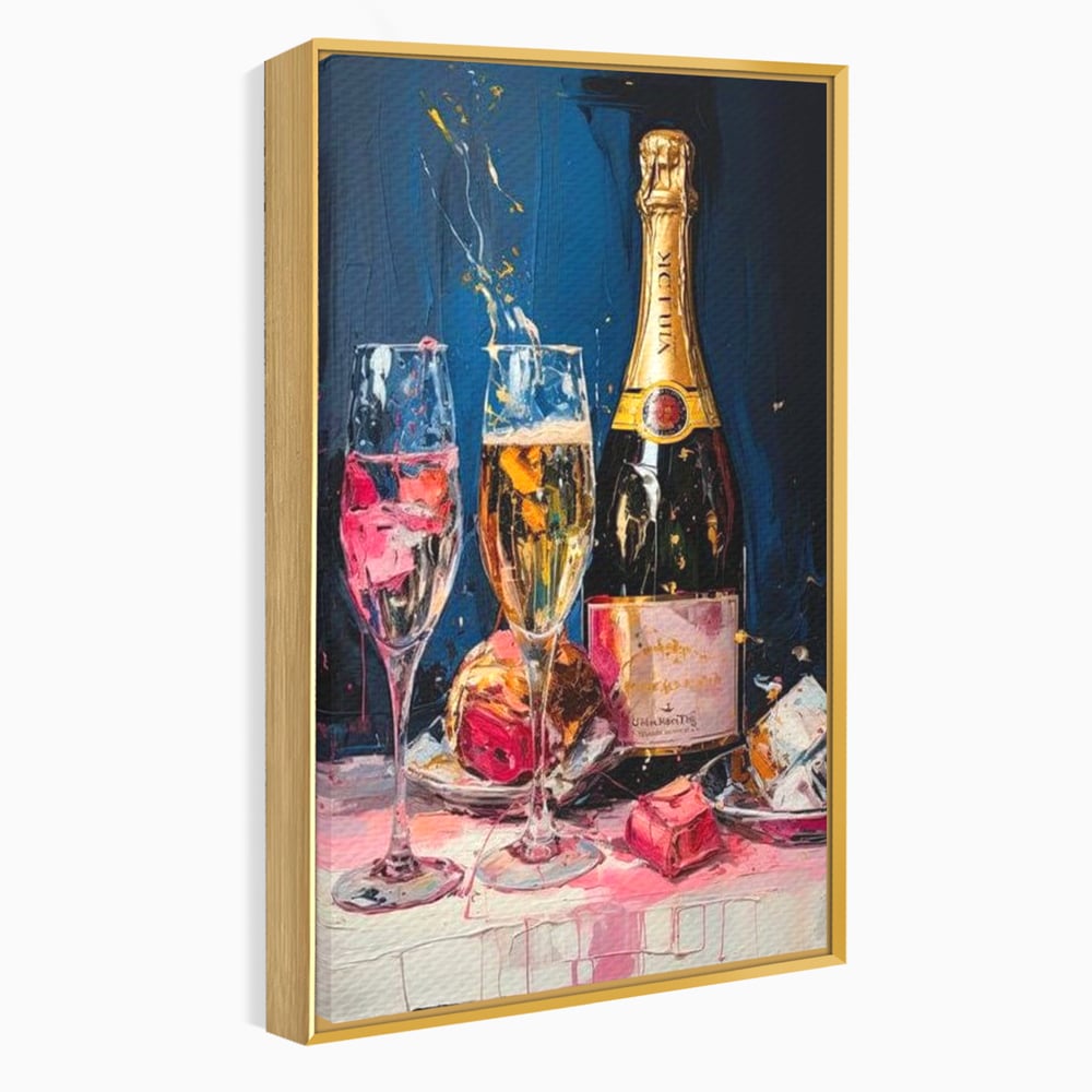 Leinwand Premium Canvas Wall Art, LuxCanva® N1046, Festlicher Moment, Champagner, Getränk, Glas, Gläser, Luxus, Eleganz, Party, Toast, Anlass, Kneipe, Lounge, Bar, Restaurant, Küche