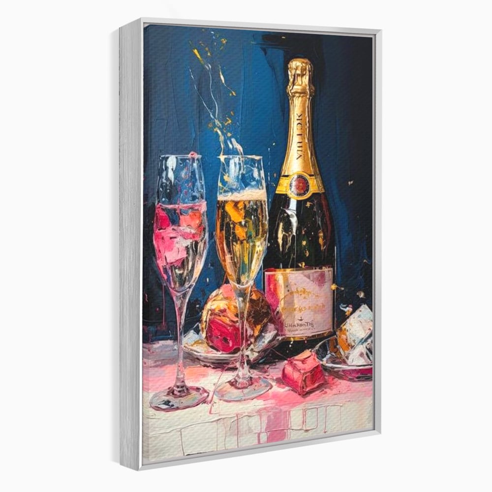 Leinwand Premium Canvas Wall Art, LuxCanva® N1046, Festlicher Moment, Champagner, Getränk, Glas, Gläser, Luxus, Eleganz, Party, Toast, Anlass, Kneipe, Lounge, Bar, Restaurant, Küche