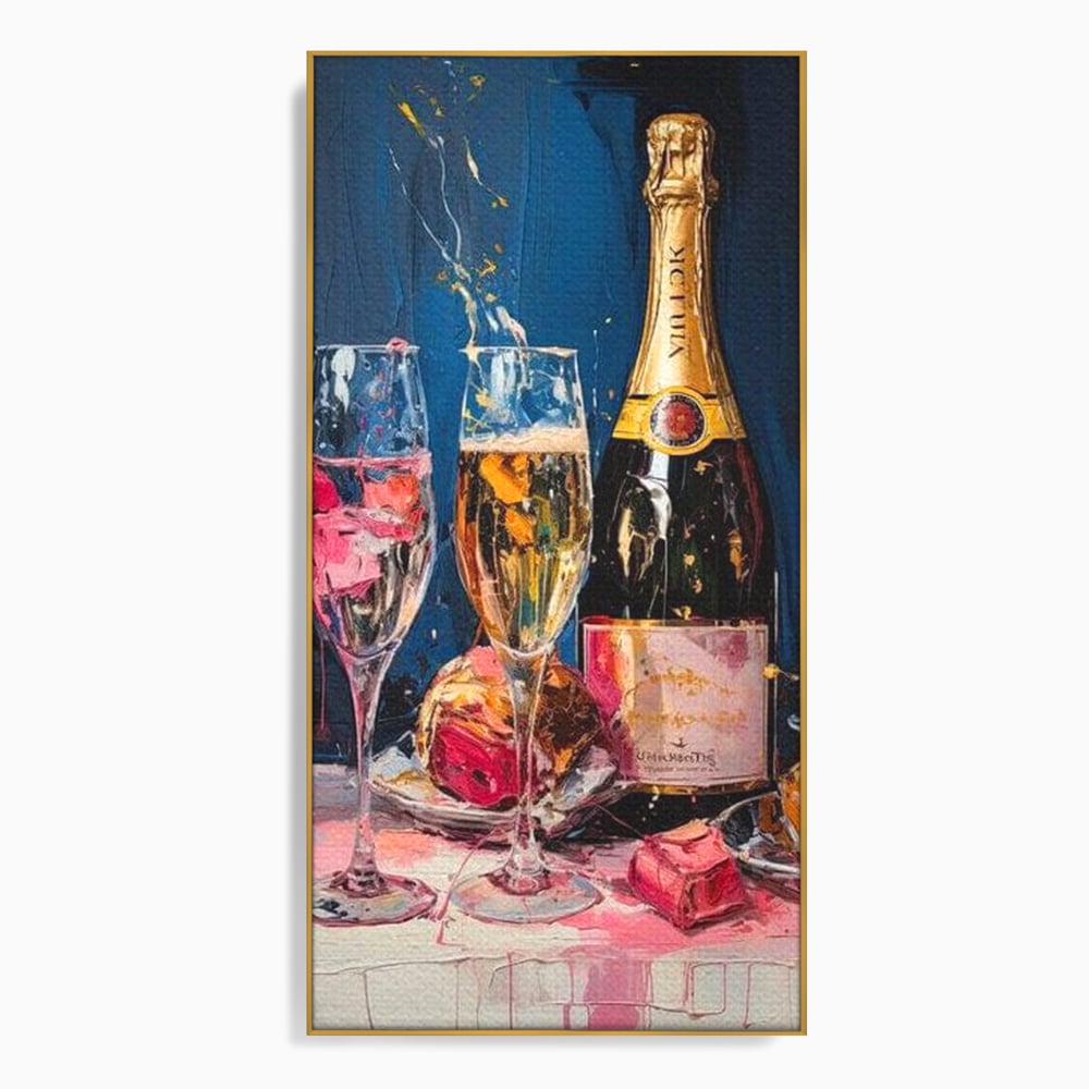Leinwand Premium Canvas Wall Art, LuxCanva® N1046, Festlicher Moment, Champagner, Getränk, Glas, Gläser, Luxus, Eleganz, Party, Toast, Anlass, Kneipe, Lounge, Bar, Restaurant, Küche