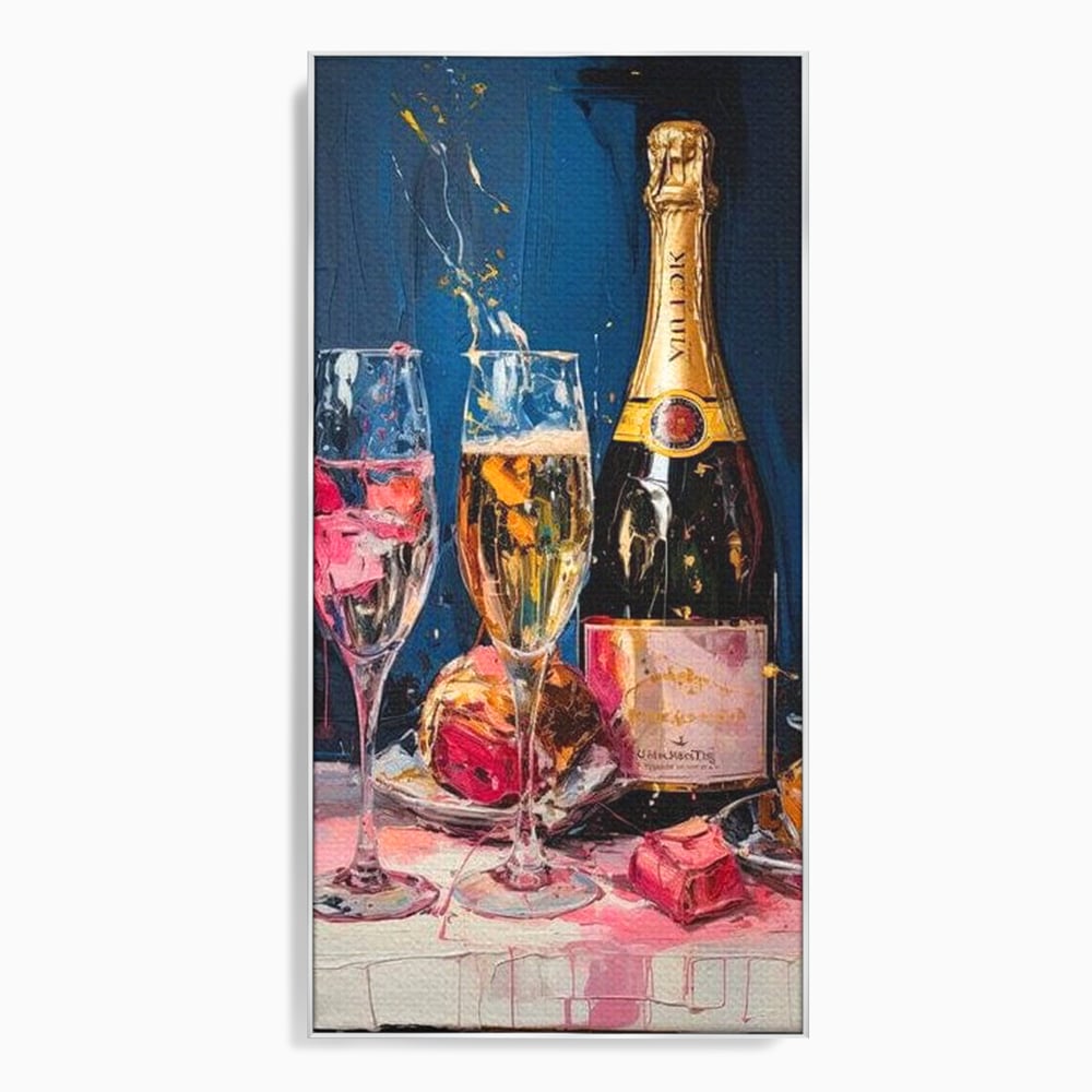 Leinwand Premium Canvas Wall Art, LuxCanva® N1046, Festlicher Moment, Champagner, Getränk, Glas, Gläser, Luxus, Eleganz, Party, Toast, Anlass, Kneipe, Lounge, Bar, Restaurant, Küche