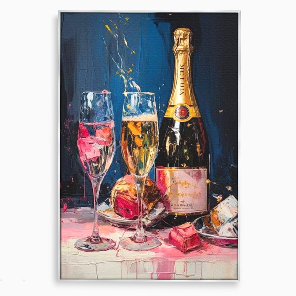 Leinwand Premium Canvas Wall Art, LuxCanva® N1046, Festlicher Moment, Champagner, Getränk, Glas, Gläser, Luxus, Eleganz, Party, Toast, Anlass, Kneipe, Lounge, Bar, Restaurant, Küche