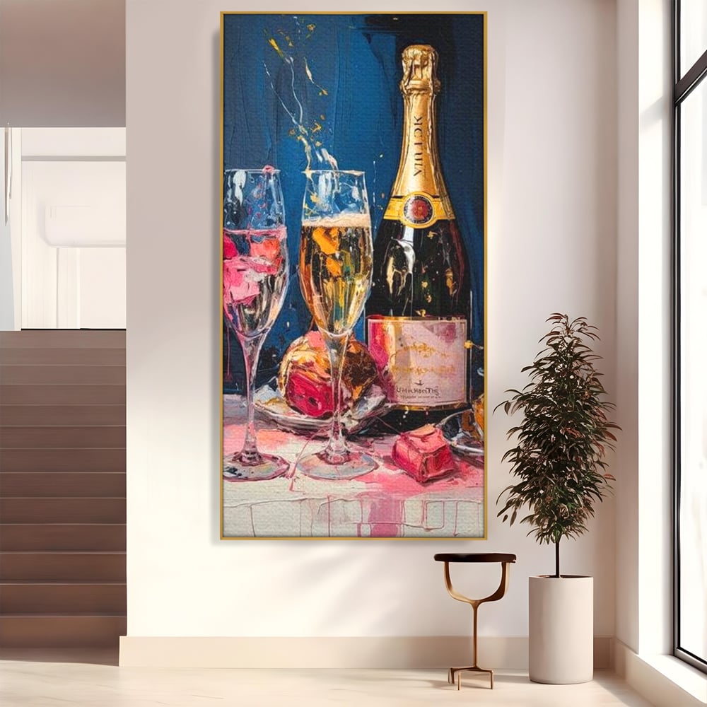 Leinwand Premium Canvas Wall Art, LuxCanva® N1046, Festlicher Moment, Champagner, Getränk, Glas, Gläser, Luxus, Eleganz, Party, Toast, Anlass, Kneipe, Lounge, Bar, Restaurant, Küche