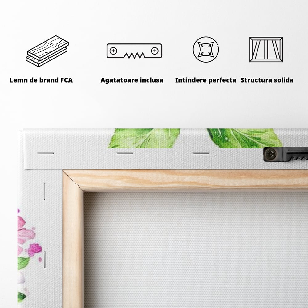 Leinwand Wandkunst Canvas Premium, LuxCanva® N1047, Verzauberter Apfel, Obst, Apfel, Rosa, Blumen, Natur, Frühling, Frühling, Blätter, Magie, Magisch, Schimmernd, Restaurant, Küche