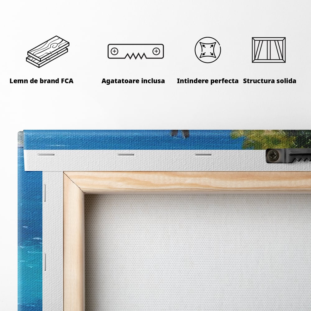 Tablou Canvas Premium, LuxCanva® N1049, Escapada cu Gust, Cafea, Frappe, Pahare, Frisca, Gheata, Latte, Vacanta, Rasfat, Priveliste, Ocean, Pub, Cafenea, Bar, Restaurant, Bucatarie